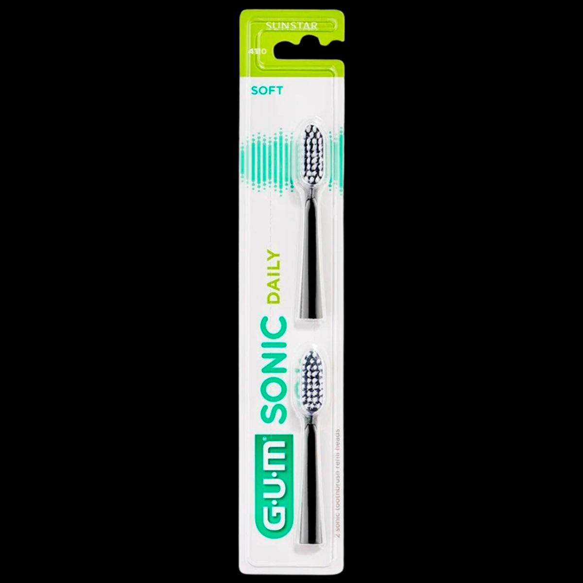 GUM Refill Sonic Sort Børstehoveder (2 stk)