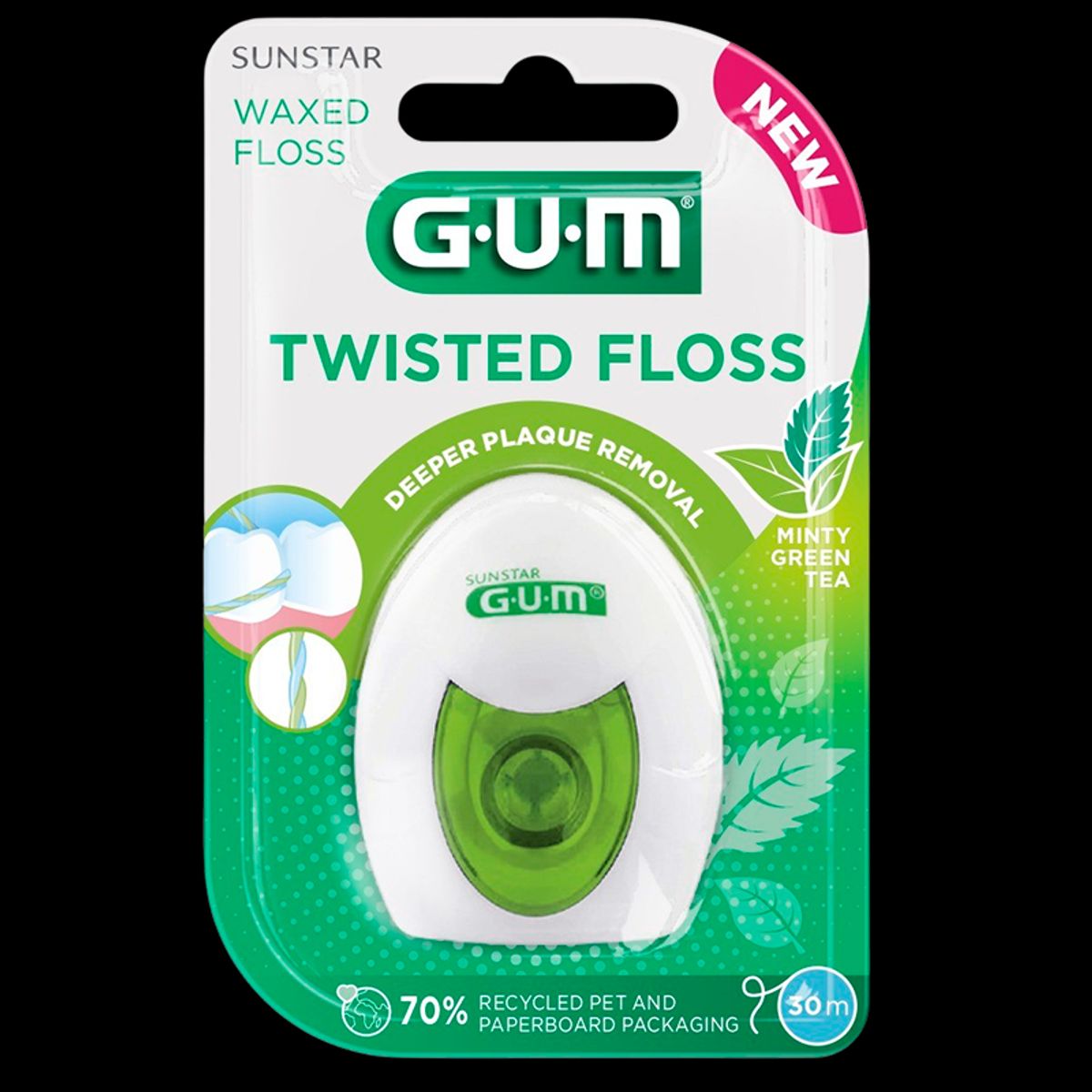 GUM Twisted Floss Waxed Mint + Green Tea (30 m)