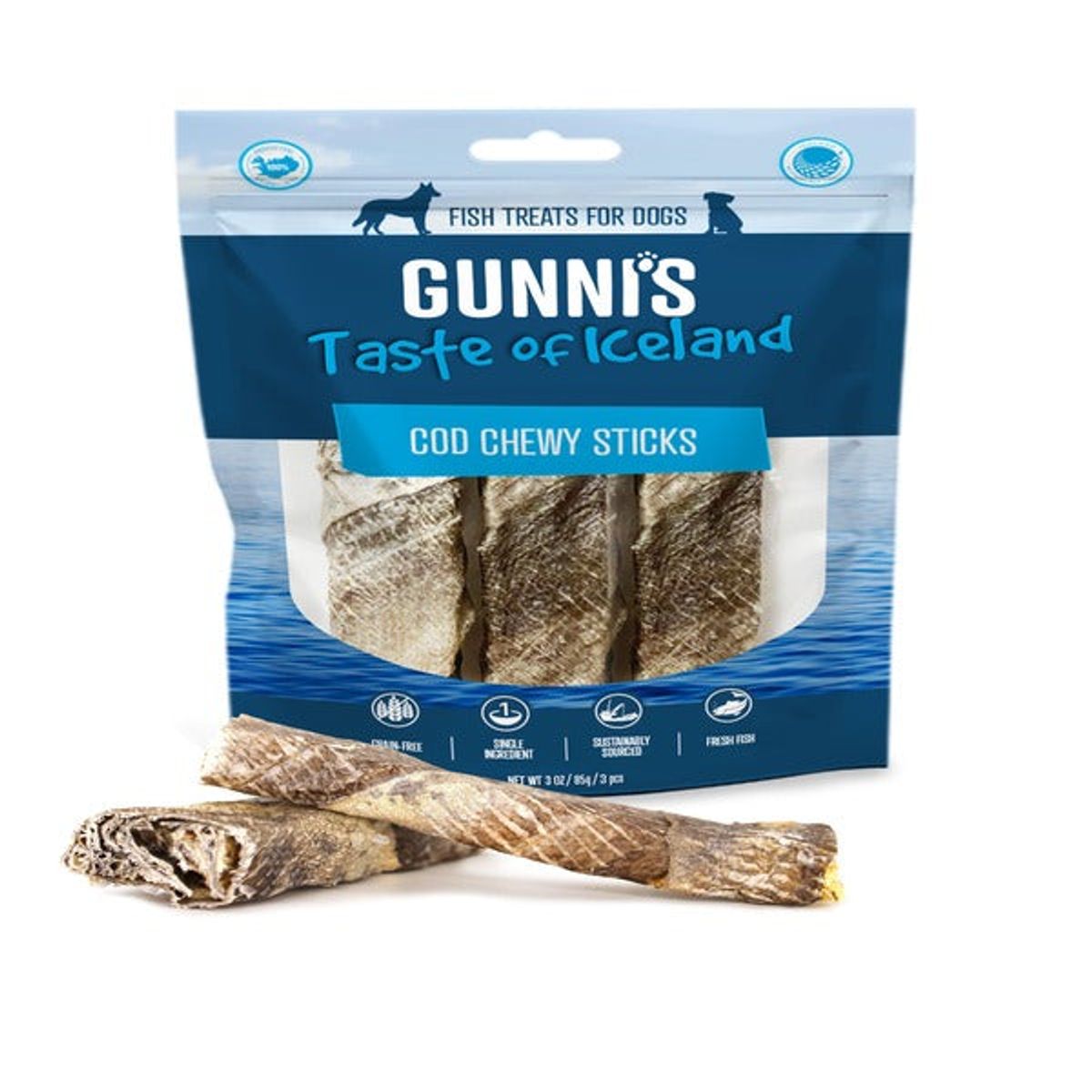 Gunnis Pet Forhandler - Gunnis Cod Chewy Sticks 3stk 7-12cm - Hundegodbidder