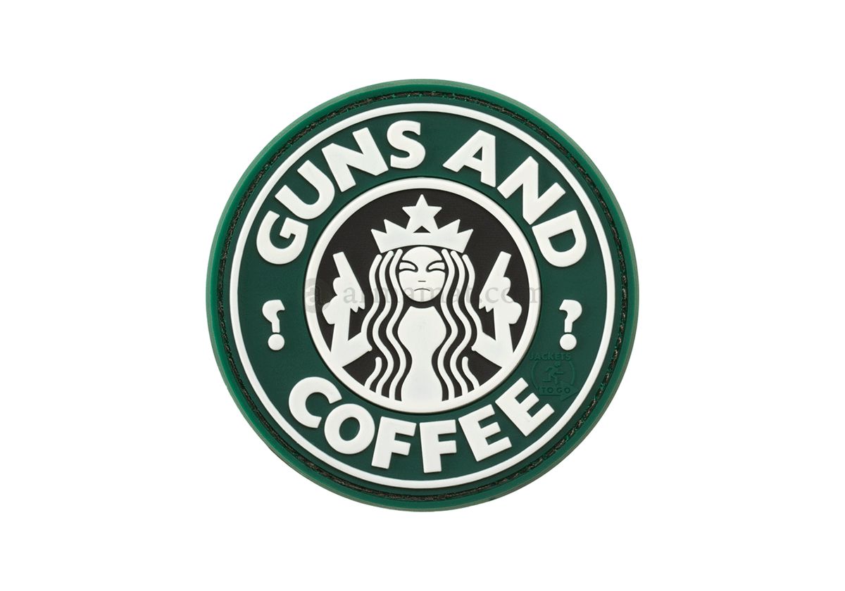 Guns and Coffee Rubber Patch Color - JTG