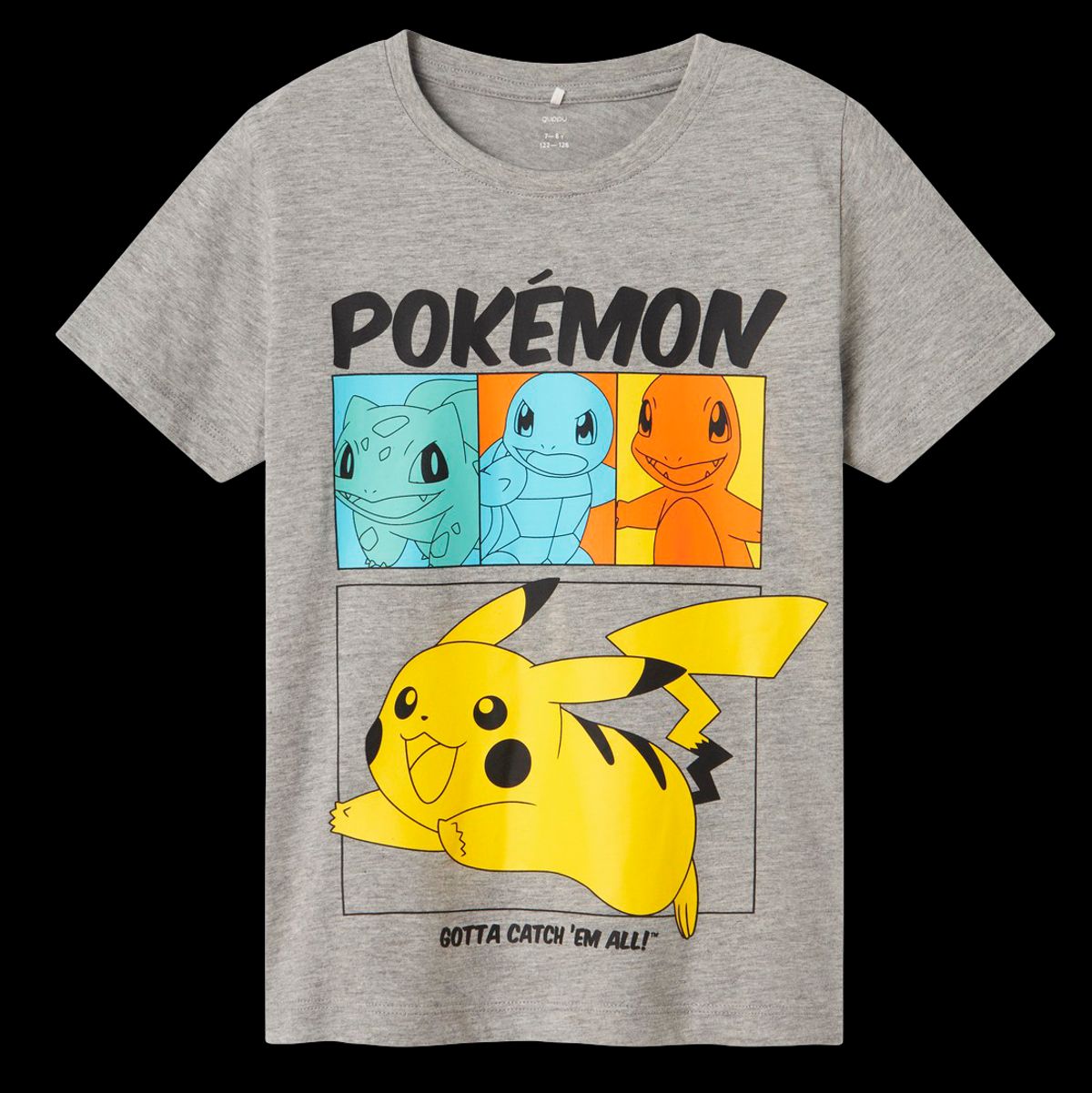 Guppy Alex Pokemon Børne T-shirt - Grey Melange/ Multi Print - 110