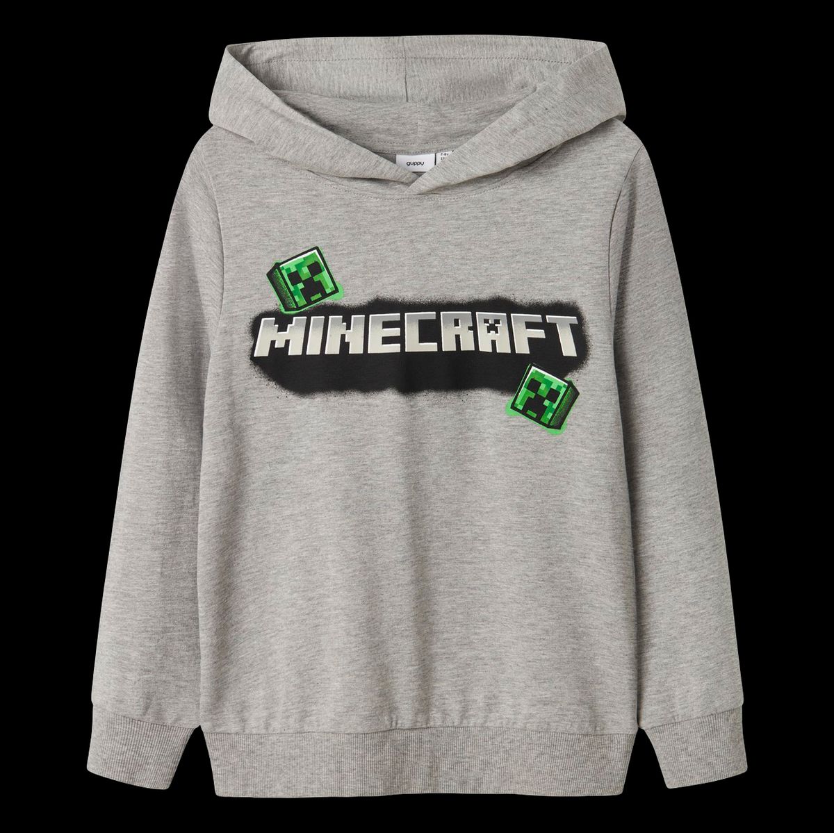 Guppy Avi Minecraft Børne Hættetrøje - Dark Grey Melange - 122/128