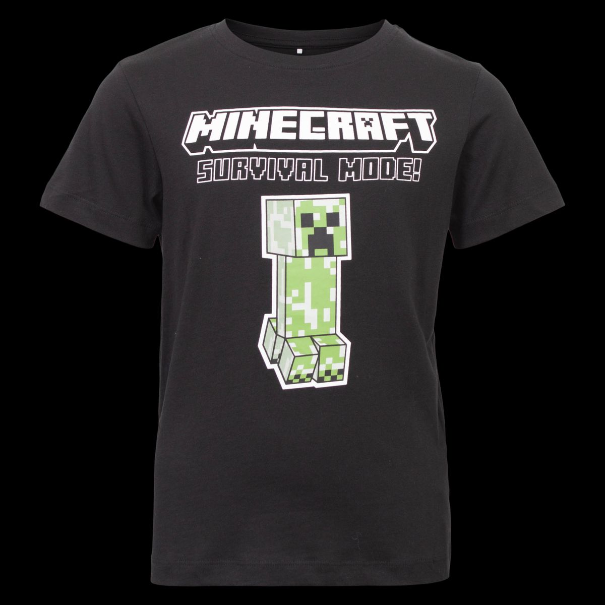 Guppy Minecraft Drenge T-shirt - Black/Big Print - 122/128