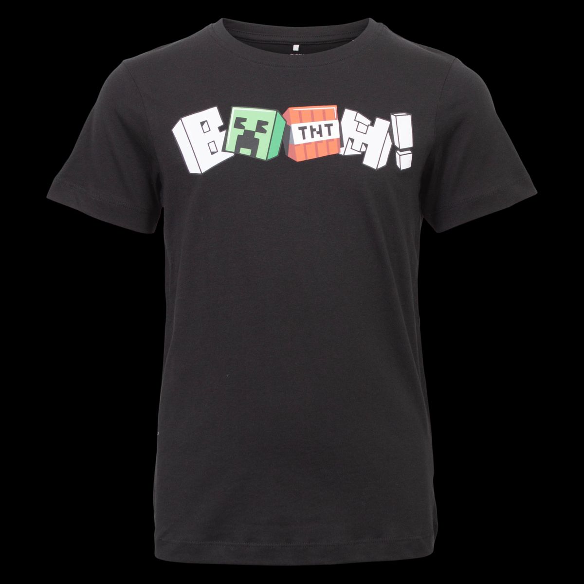 Guppy Minecraft Drenge T-shirt - Black/Chest Print - 122/128