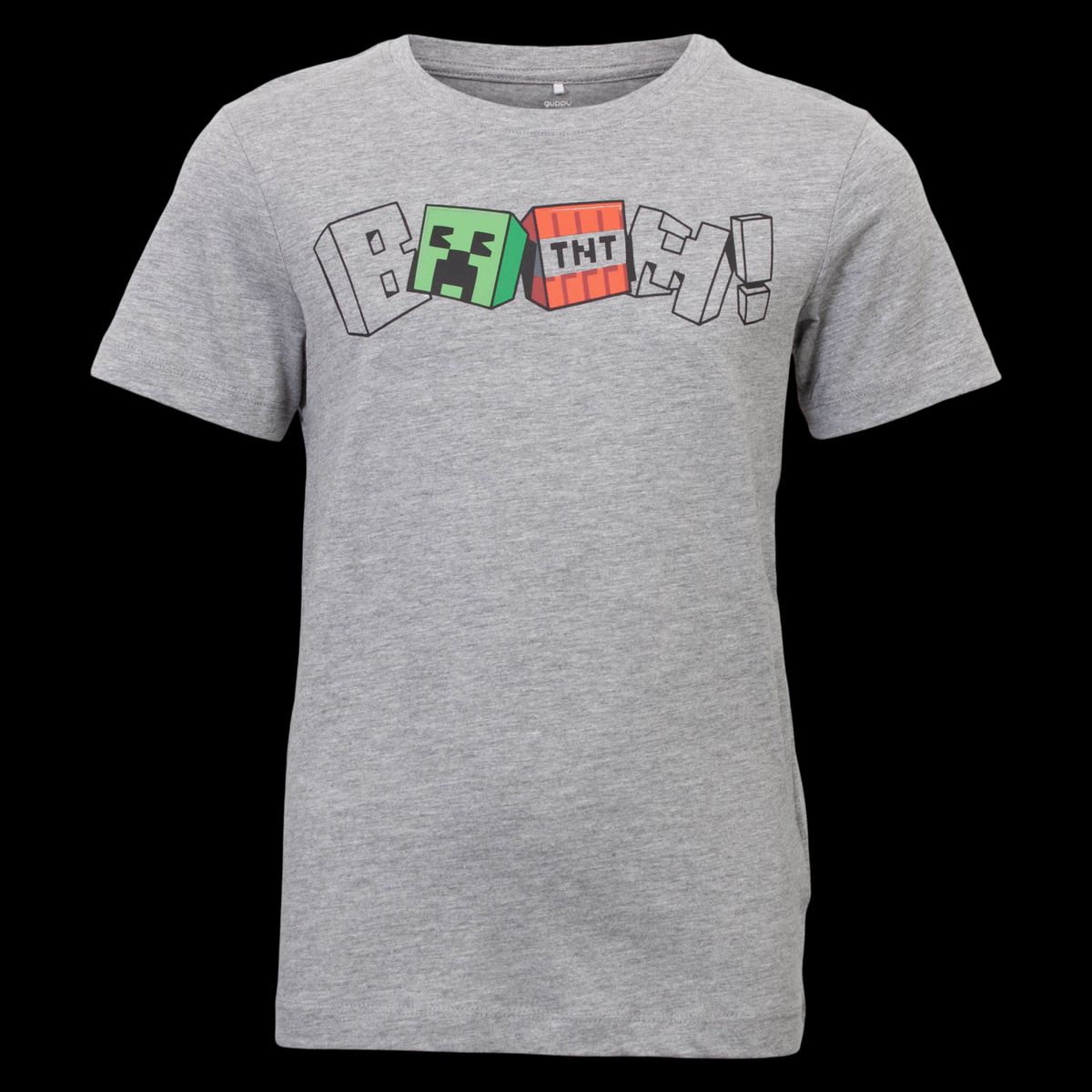 Guppy Minecraft Drenge T-shirt - Grey Melange - 122/128