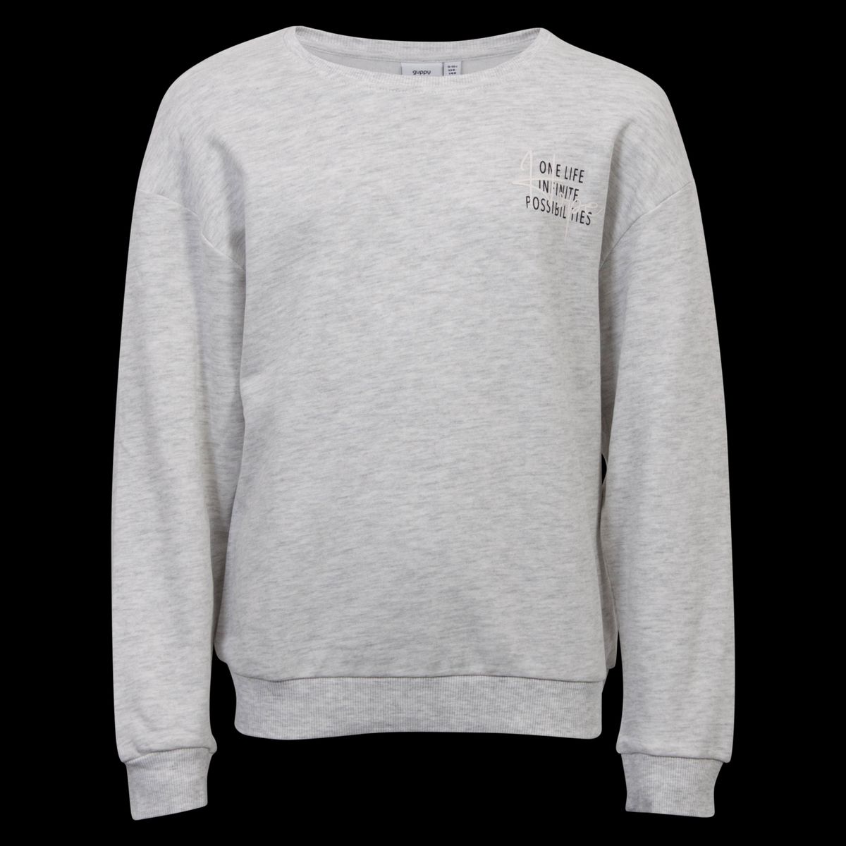 Guppy Ratna Pige Sweatshirt - Light Grey Melange - 122/128