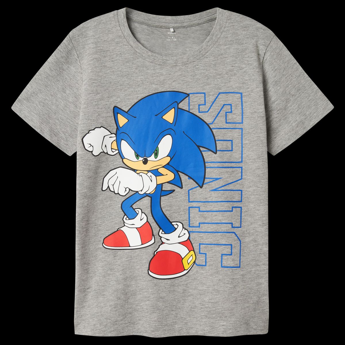 Guppy Sonic Drenge T-shirt - Grey Melange - 110