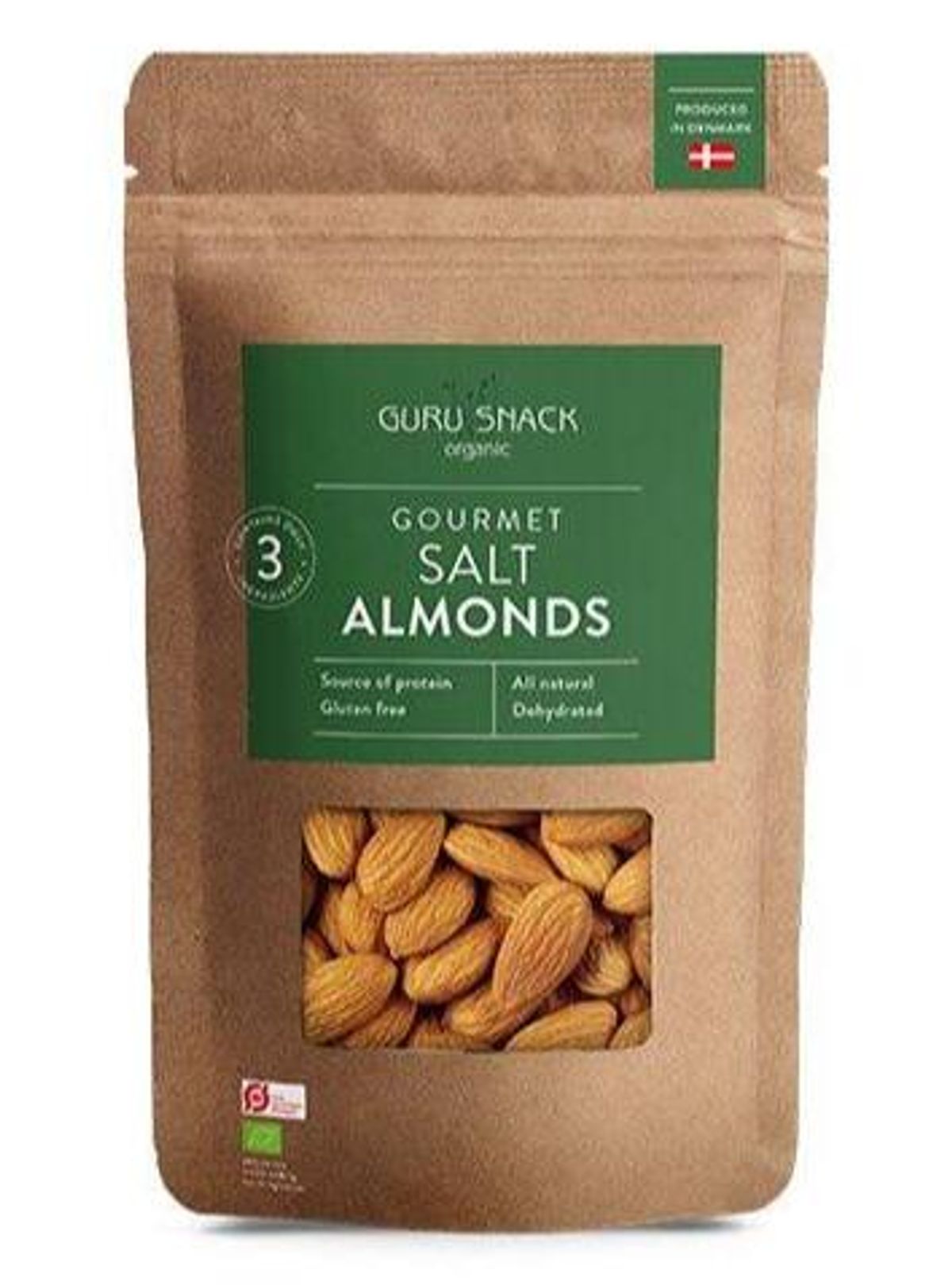 Guru Snack Gourmet Salt mandler Ø, 100g.