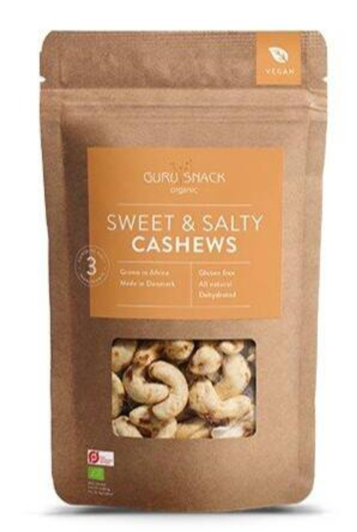 Guru Snack Økologisk Sweet & Salty Cashew, 100g.