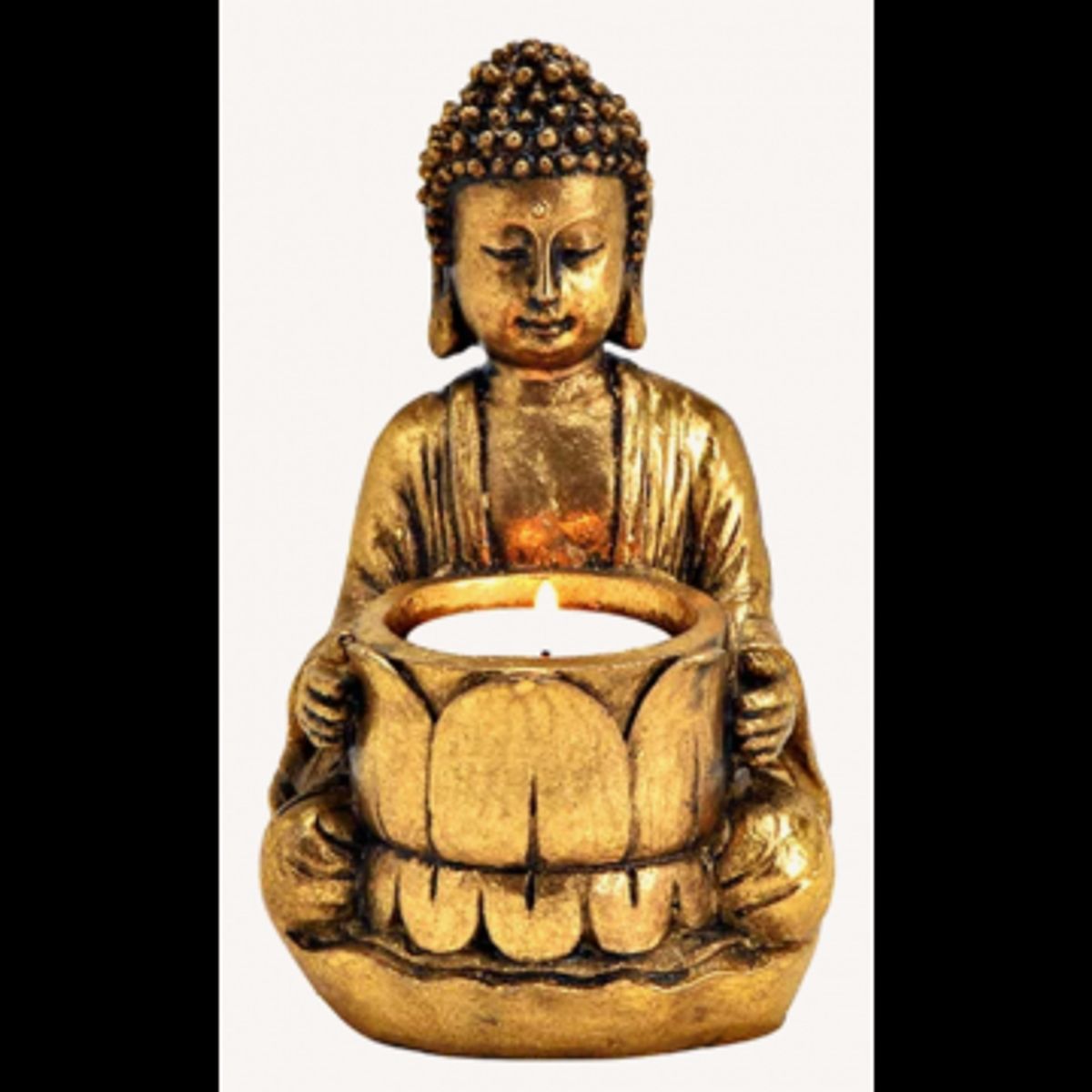 Gylden Buddha med lys 14 cm - Buddha statuer generelt - GodKarmaShop