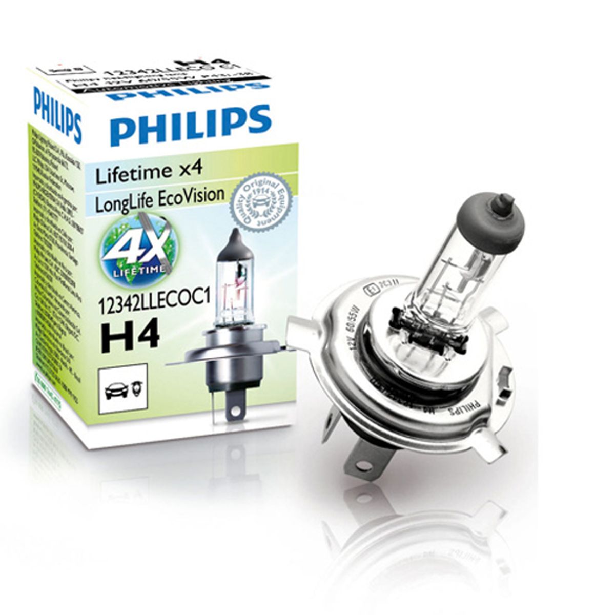 H4 longlife ecovision 12v 60/55w p43t-38