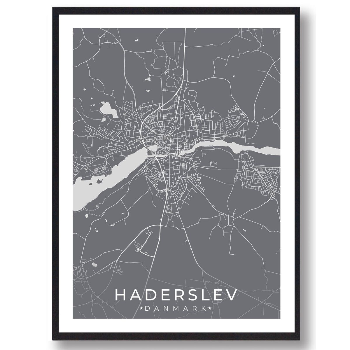 Haderslev by plakat - grå (Størrelse: M - 30x40cm)