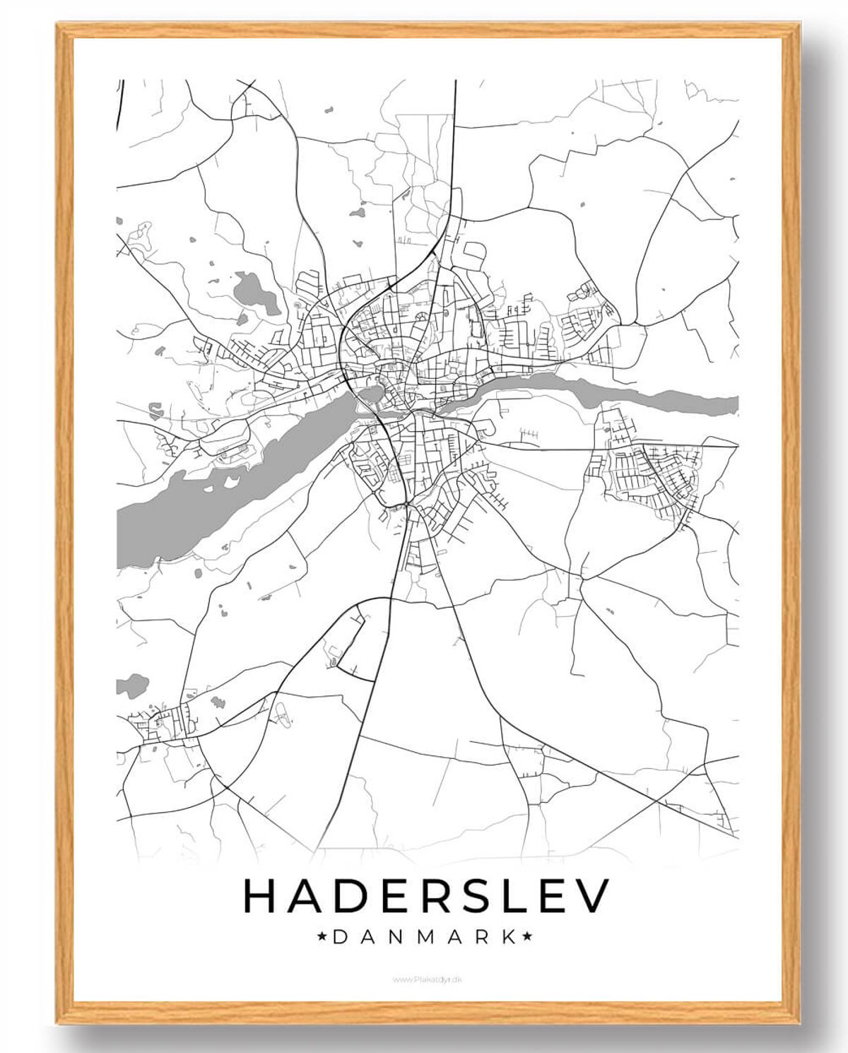 Haderslev by plakat - hvid (Størrelse: L - 50x70cm (B2))