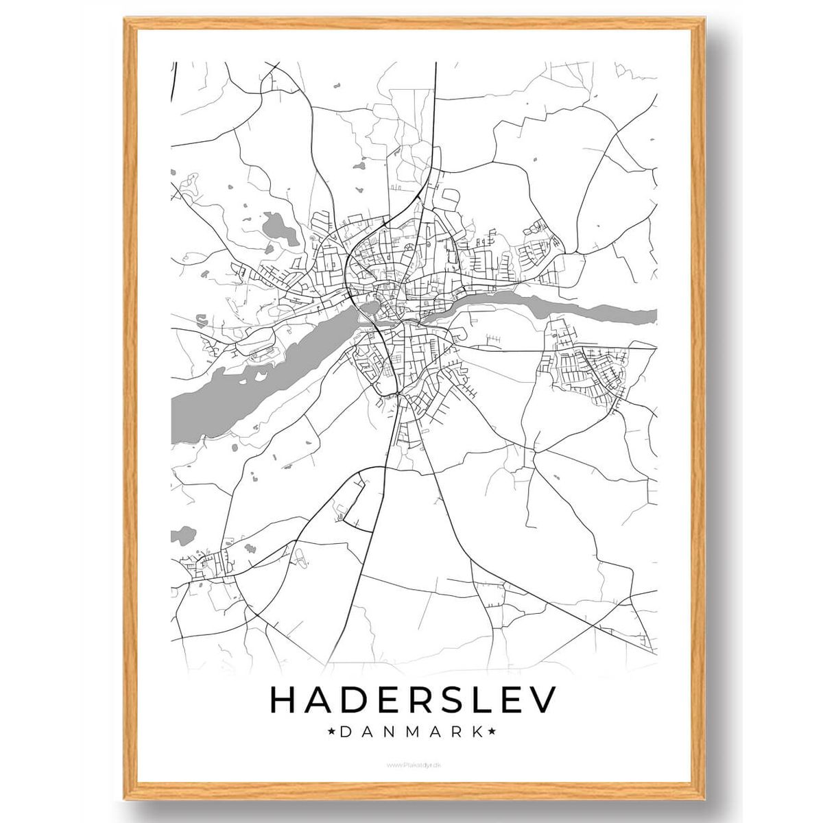 Haderslev by plakat - hvid (Størrelse: S - 21x29,7cm (A4))