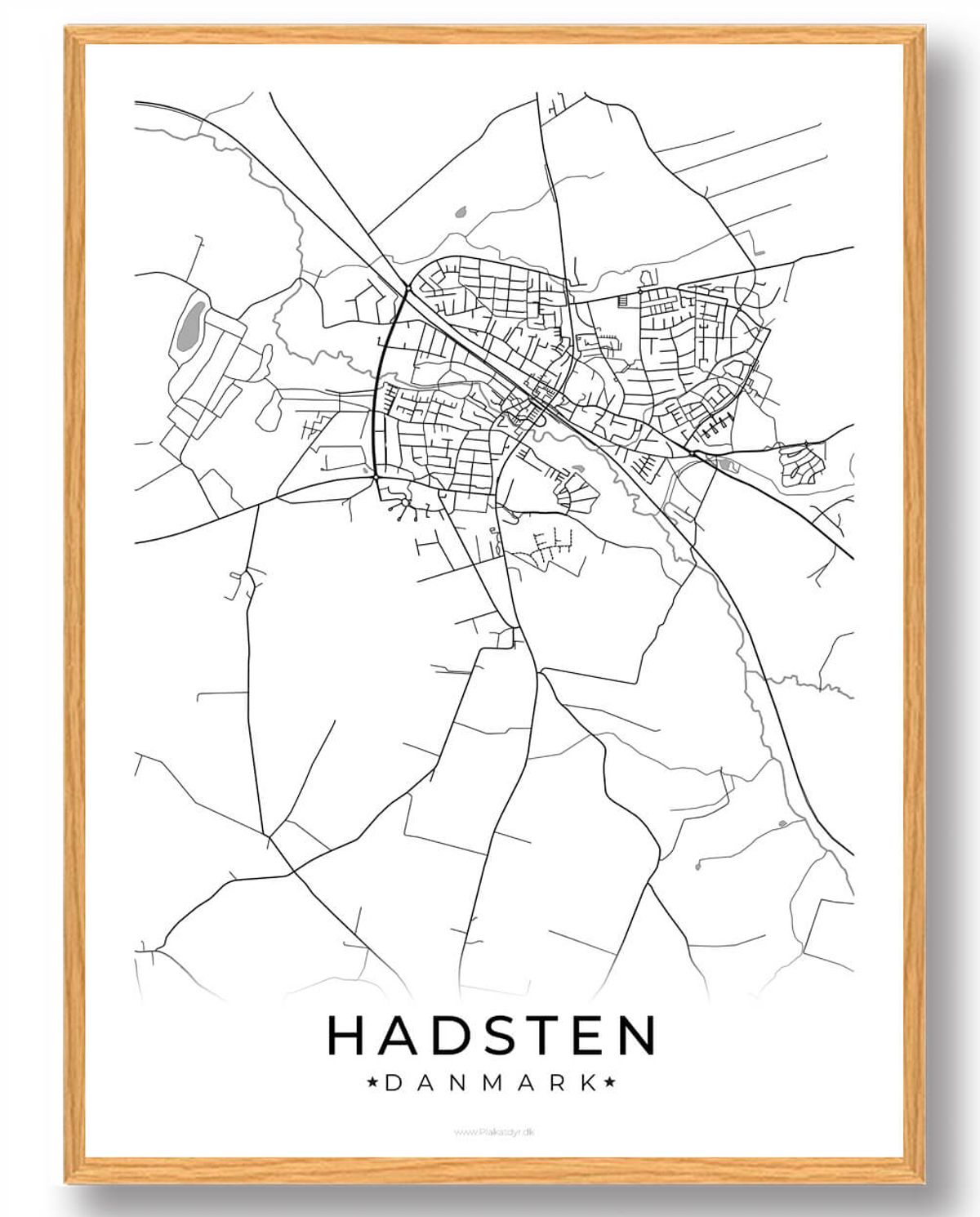 Hadsten by plakat - hvid (Størrelse: L - 50x70cm (B2))