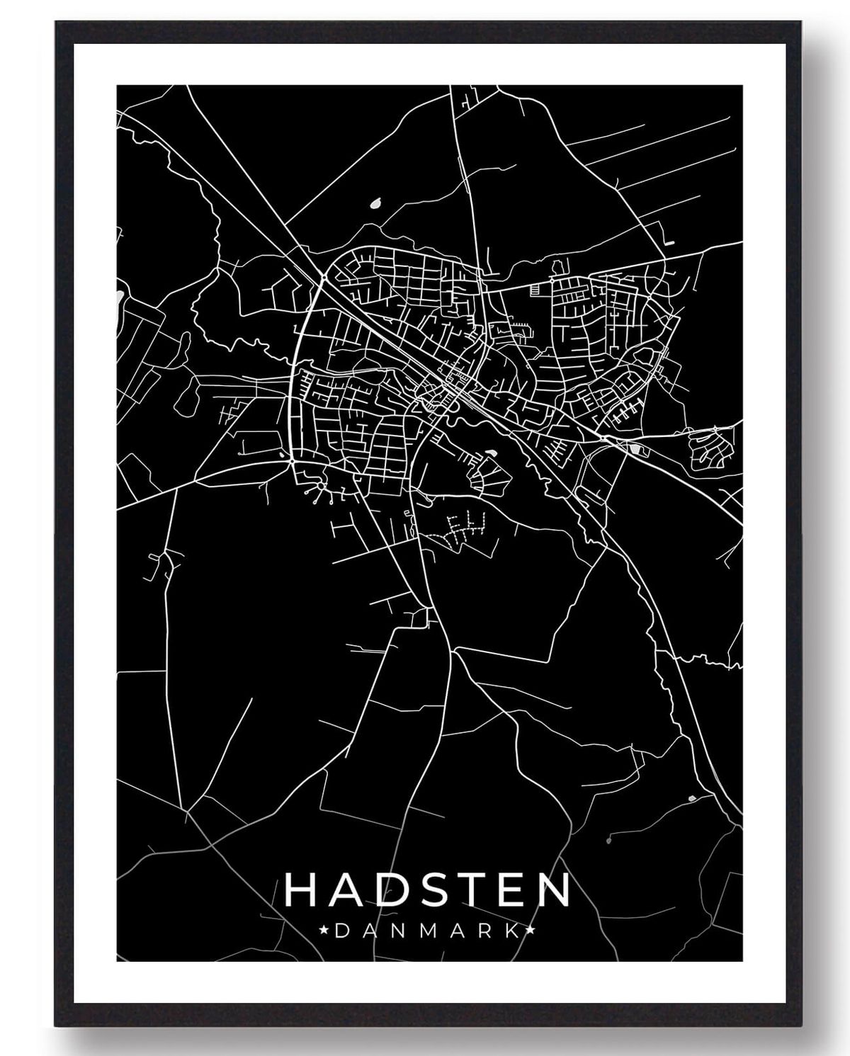 Hadsten by plakat - sort (Størrelse: L - 50x70cm (B2))