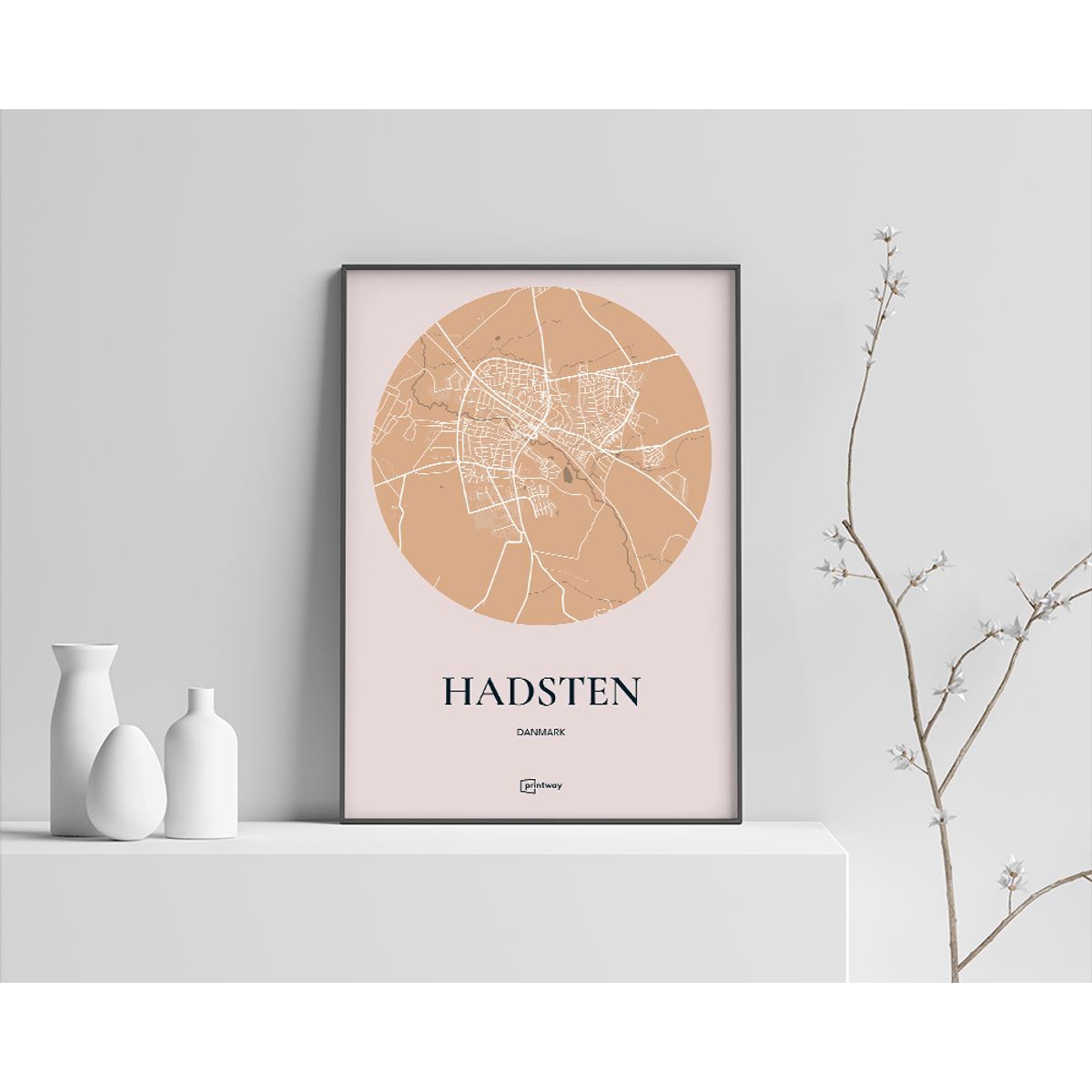 Hadsten Plakaten Rundt kort Guld 60×84 cm (A1)