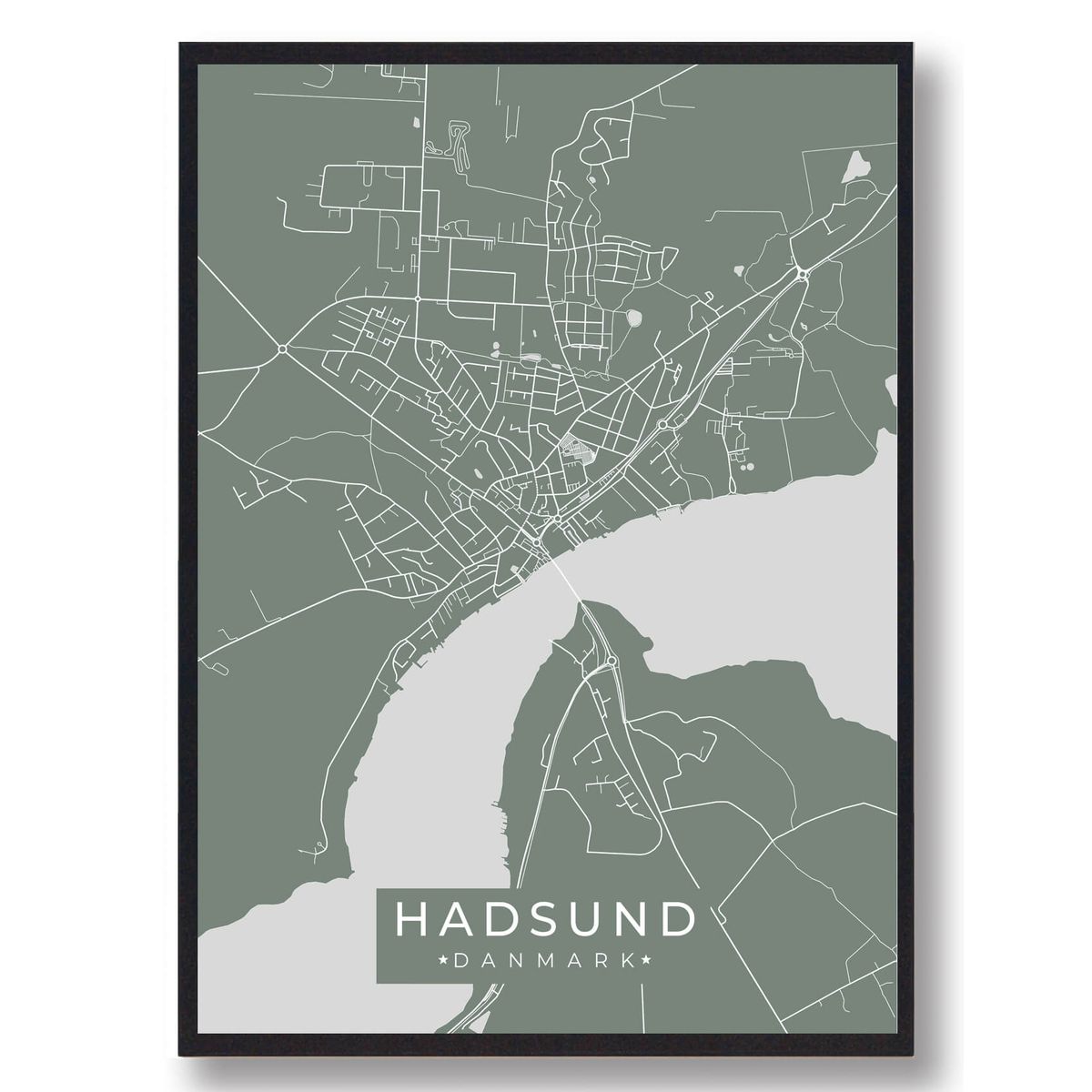 Hadsund plakat - grøn (Størrelse: M - 30x40cm)