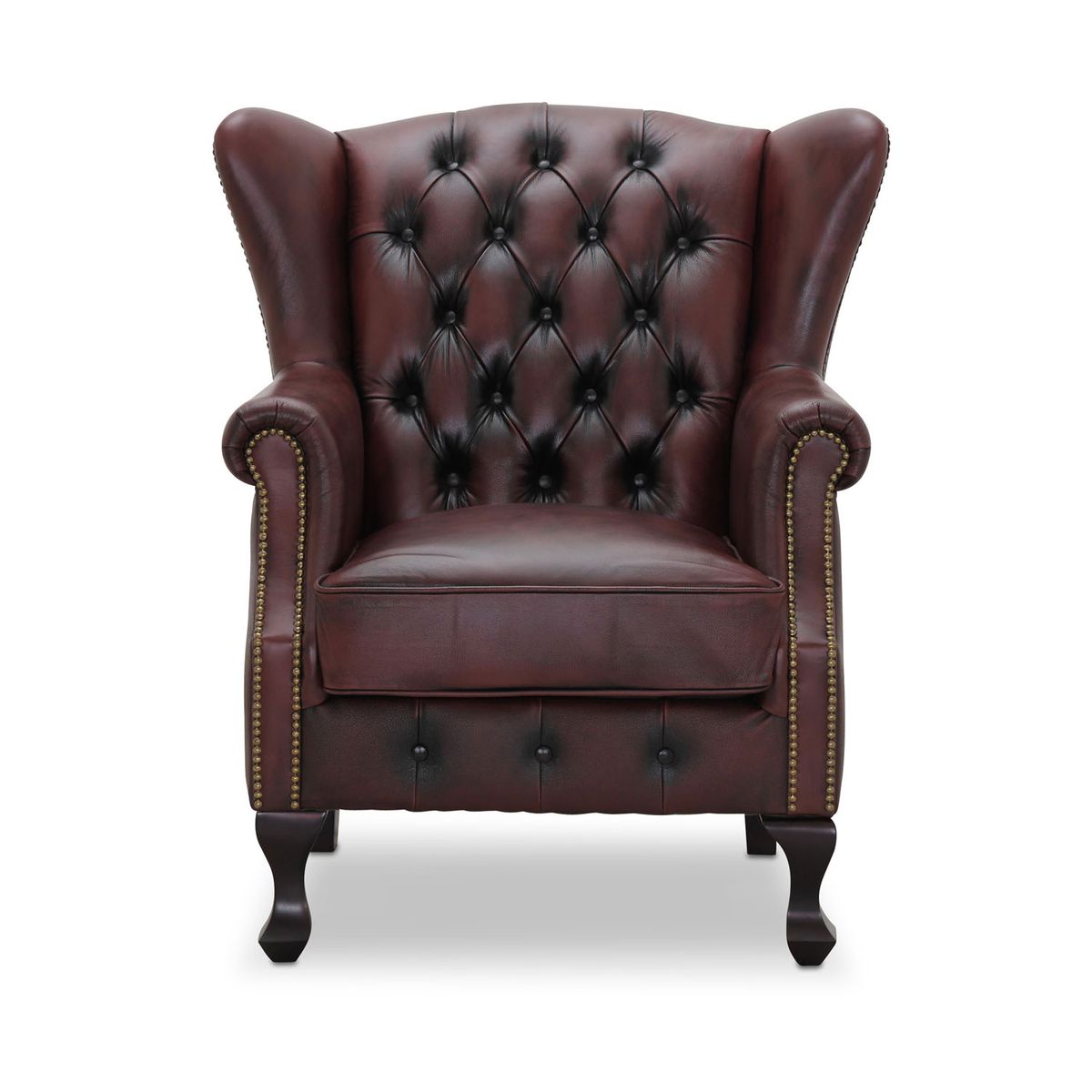 HAGA Aberdeen chesterfield lænestol - oxblood læder og træ