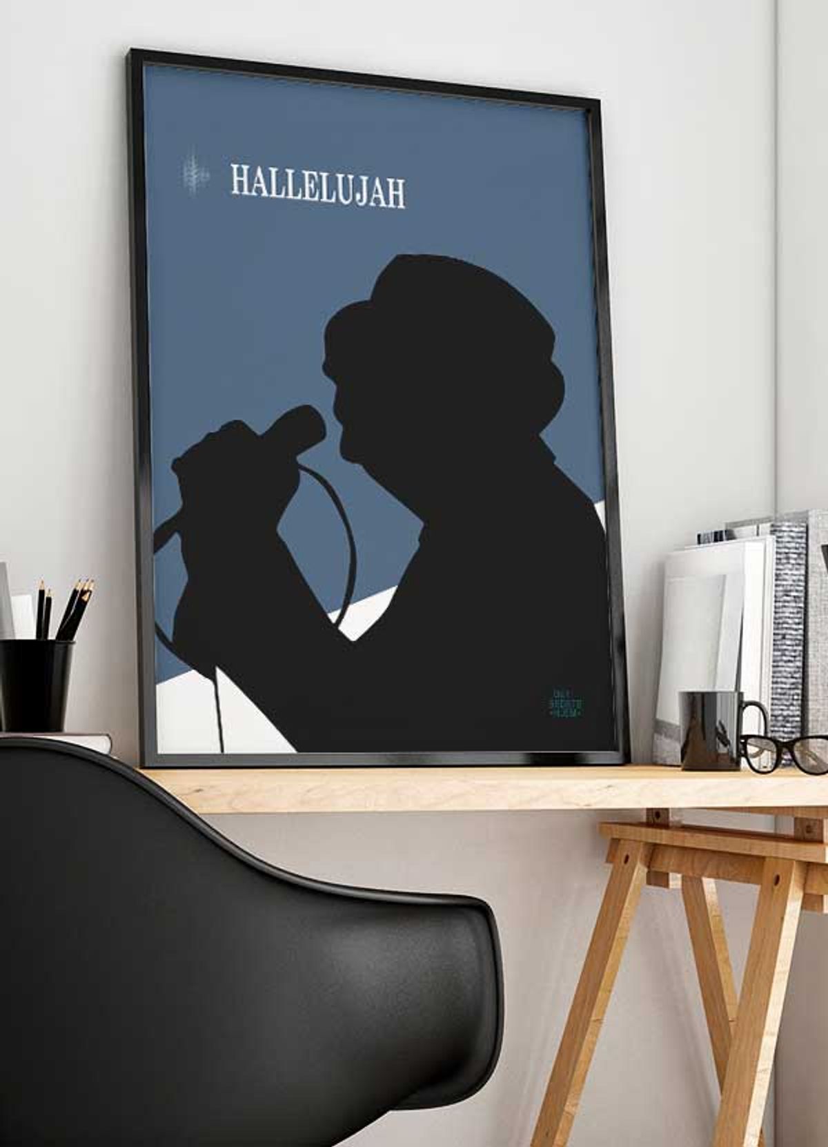 Hallelujah-plakat (blå) - 30 x 40 cm - Kr. 219,-