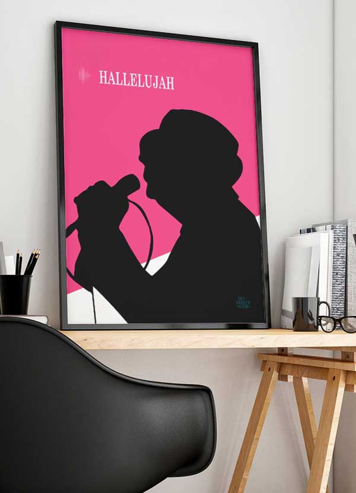 Hallelujah-plakat (pink) - 21 x 29,7 (A4) Kr. 199,-