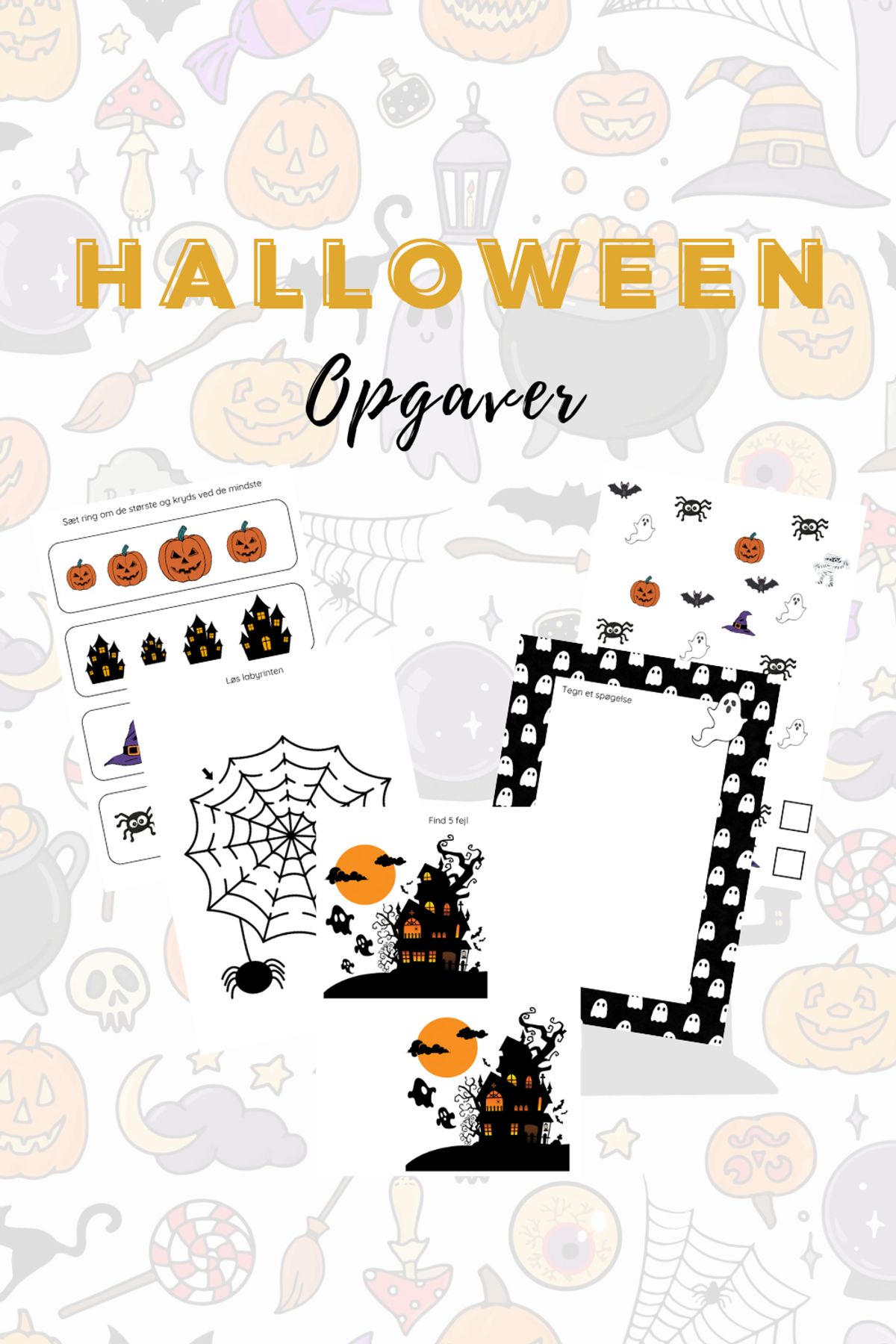 Halloween opgaver til børn - print selv - 4-6 år