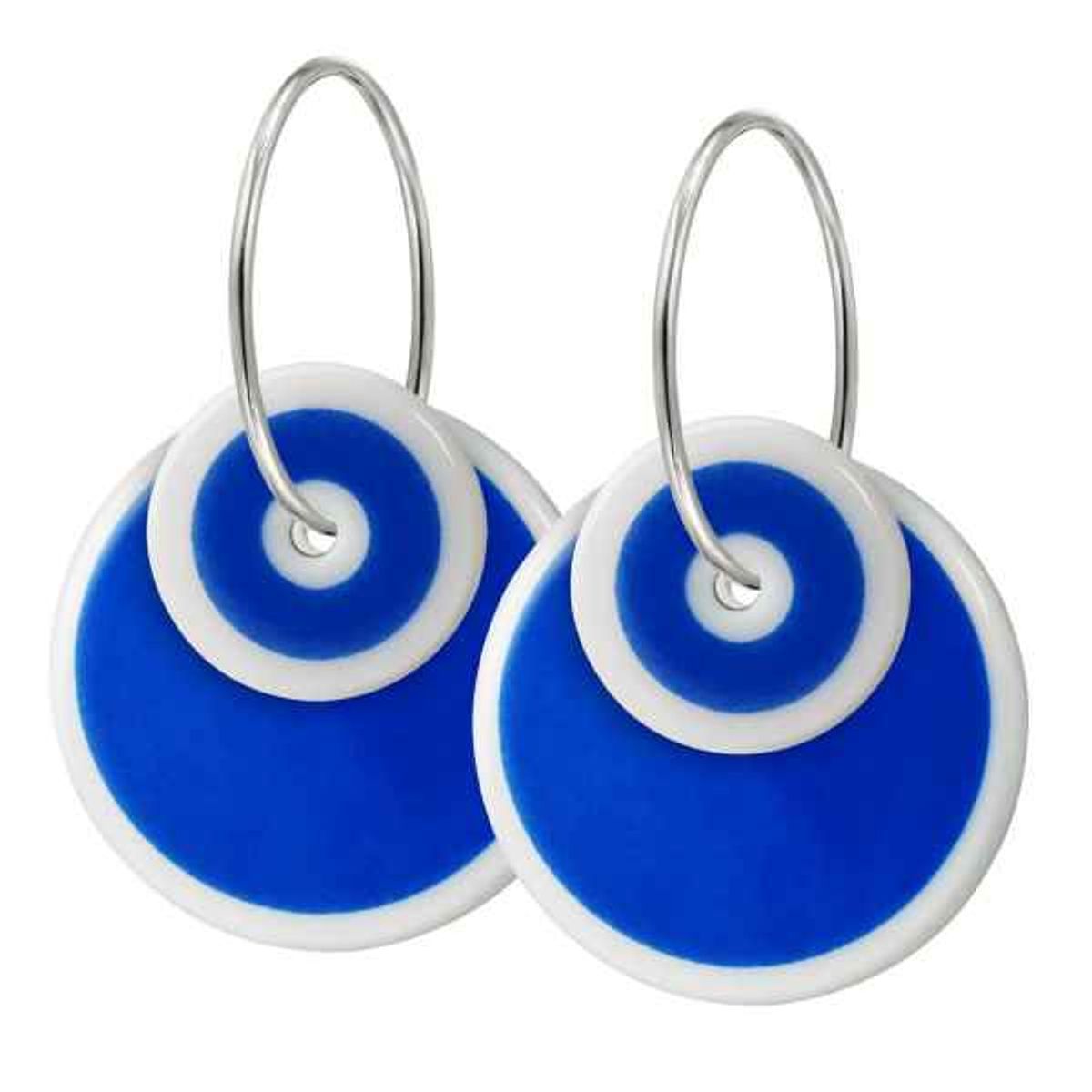 Halo Duo Royal Blue Sterling Sølv Øreringe fra Scherning