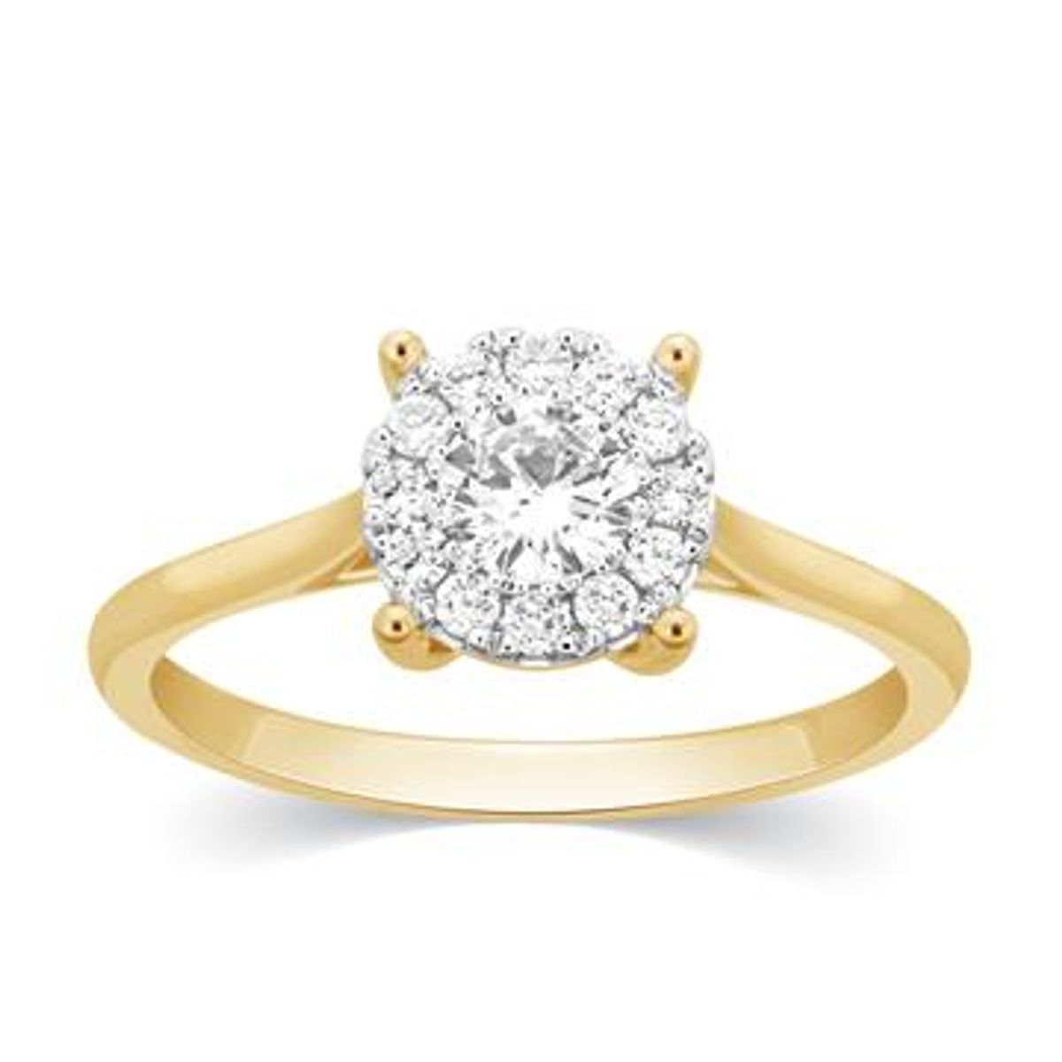 HALO Flower ring i 18 kt. guld- eller hvidguld, 0.48 ct - 50