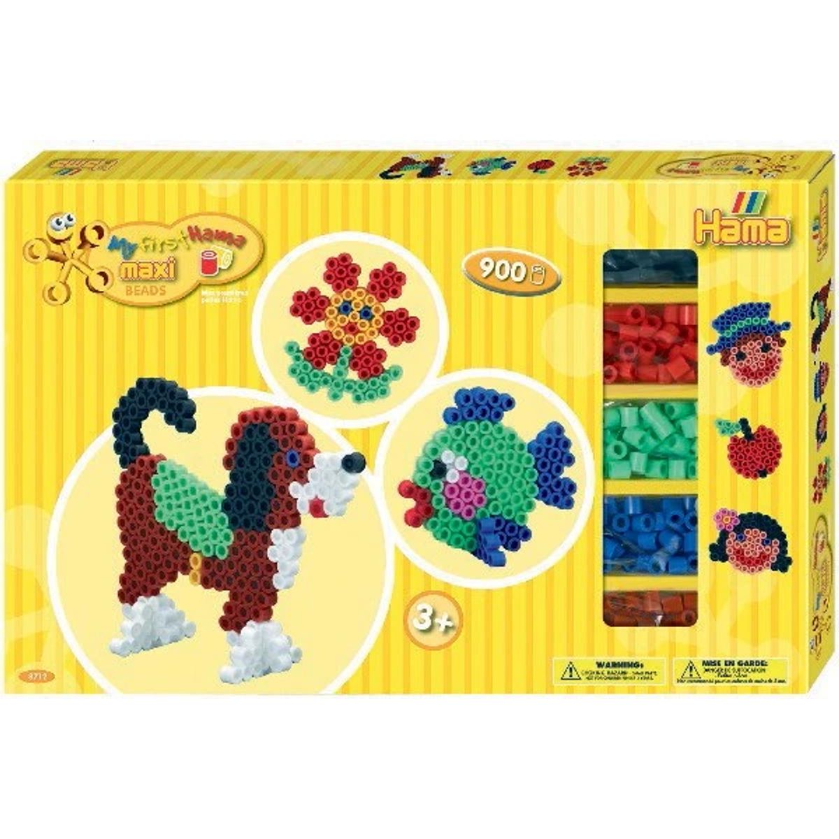 Hama maxi gigant gaveæske gul 900 perler+2 plader