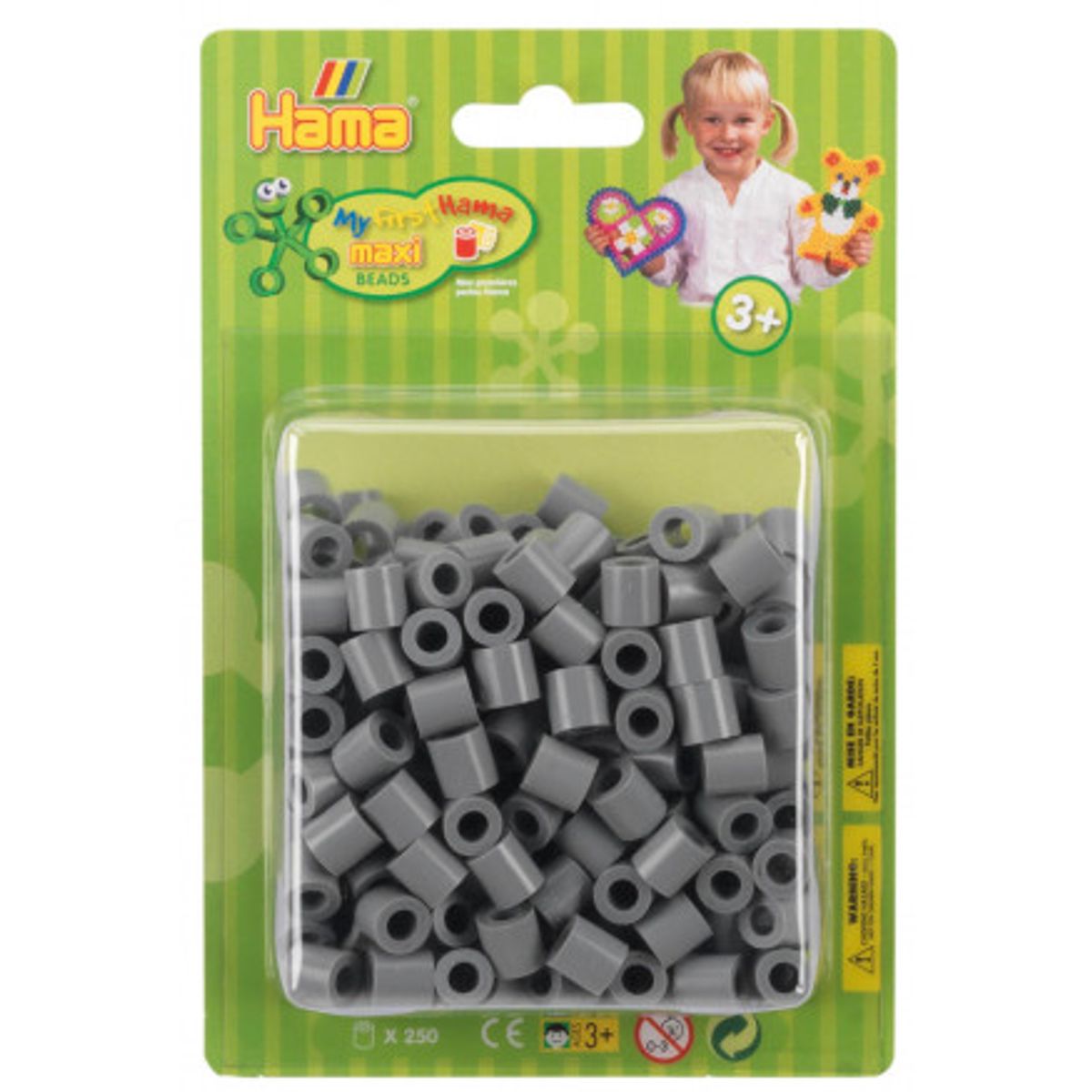 Hama Maxi Perler Blisterpak 8517 Grå - 250 stk