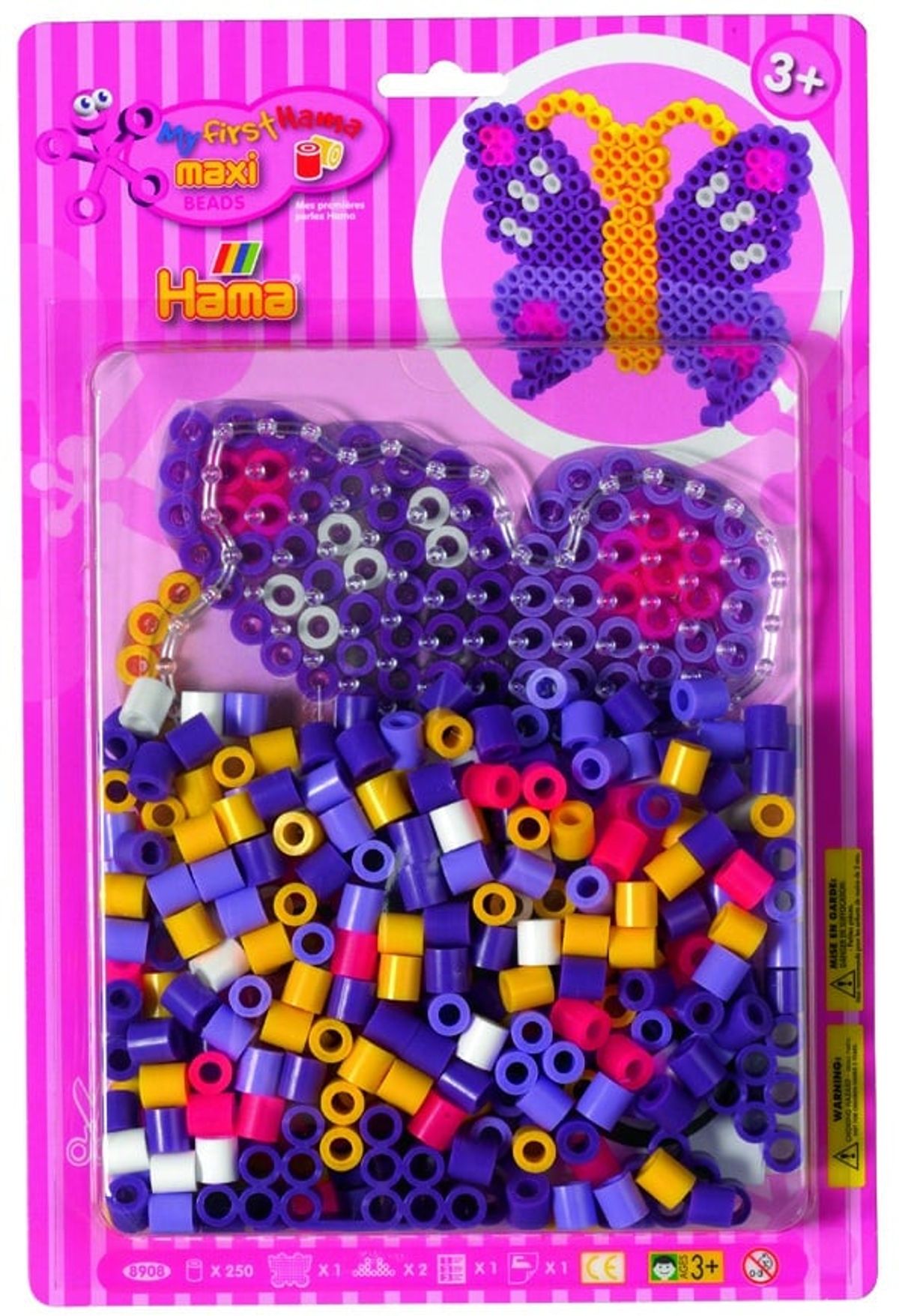 Hama Maxi Perlesæt - Sommerfugl 250 Maxi Perler + Sommerfugl Perleplade