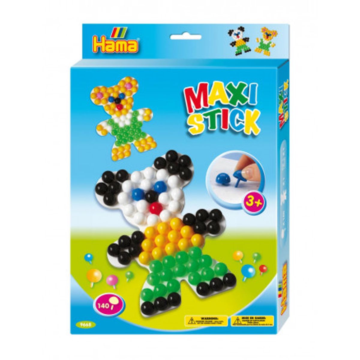 Hama Maxi Stick Ophængsæske 9668 med 140 Maxi Sticks & Firkantet hulpl