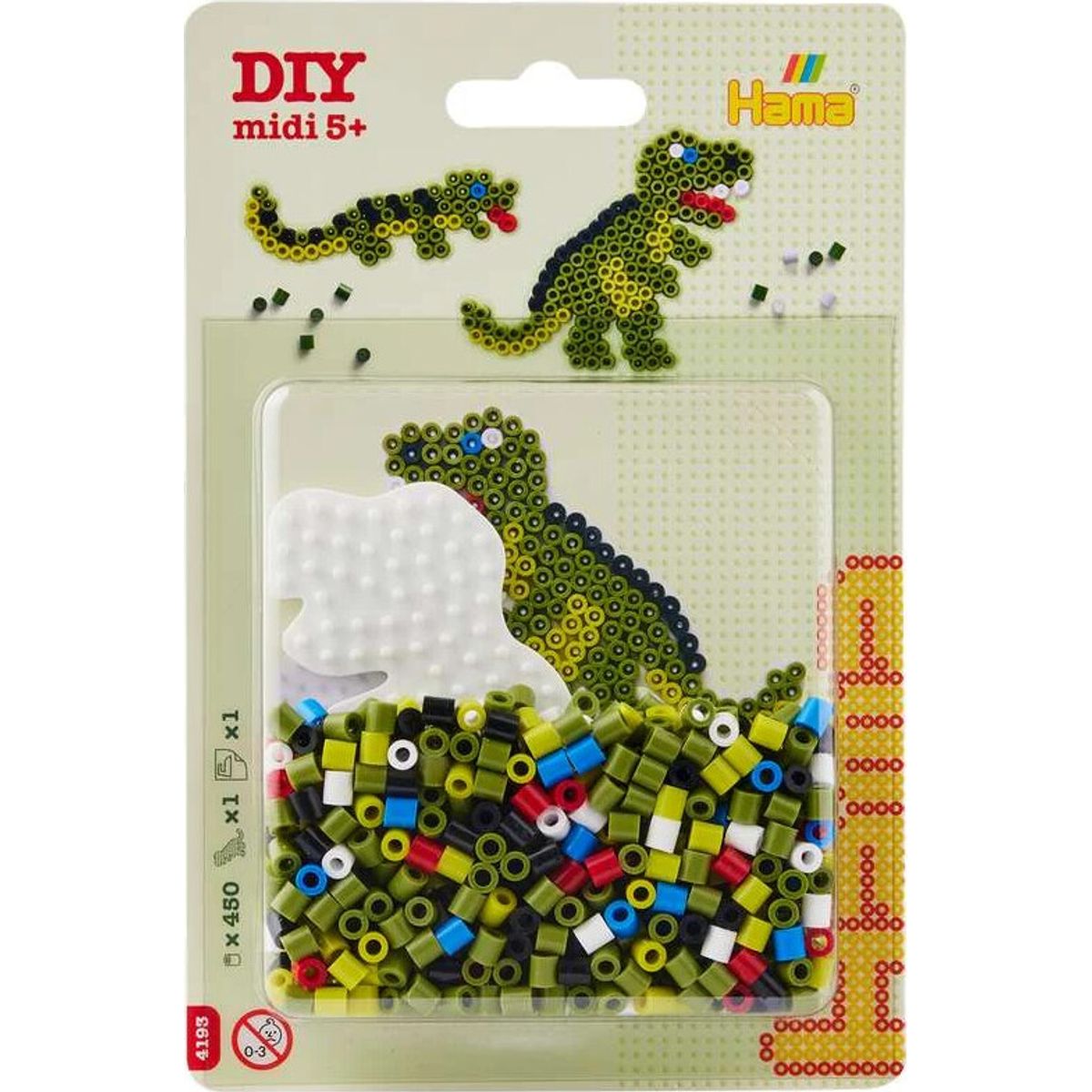 Hama Midi Blister Lille Dinosaur Plade + Perler - 4193