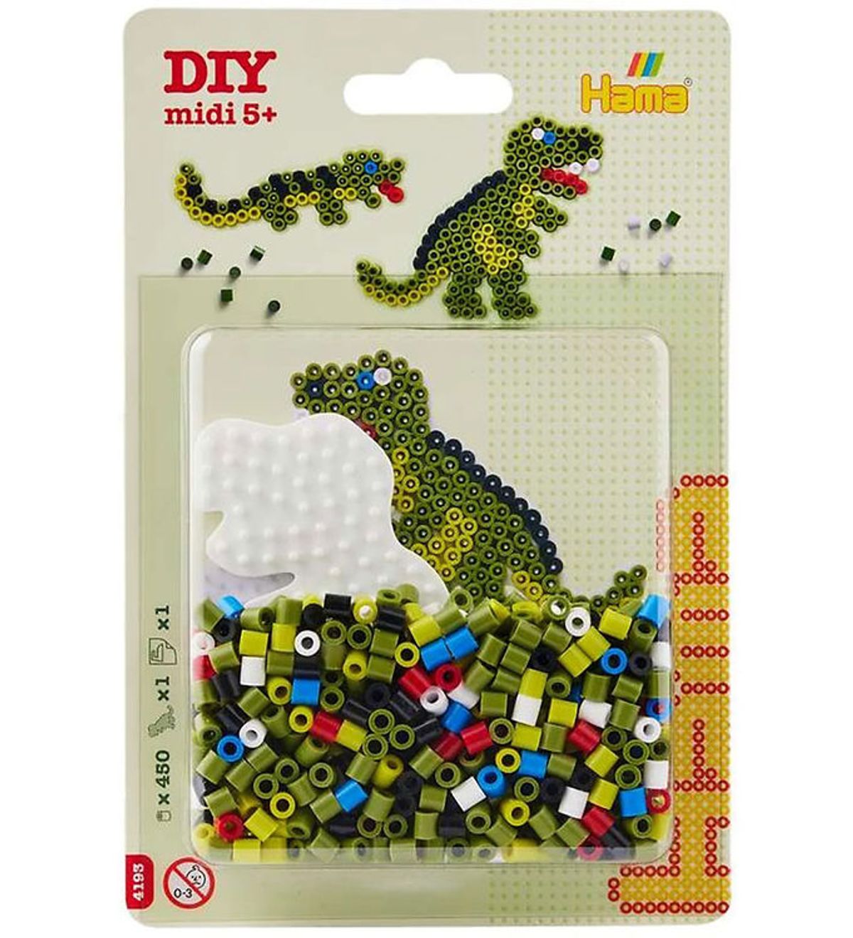 Hama Midi Perler - Blister Lille Dinosaur Plade + Perler