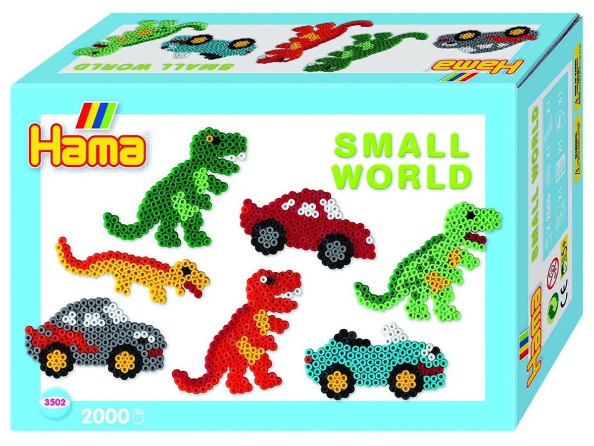 Hama Midi Perlesæt / Gaveæske Small World Bil + Dino 2.000 perler