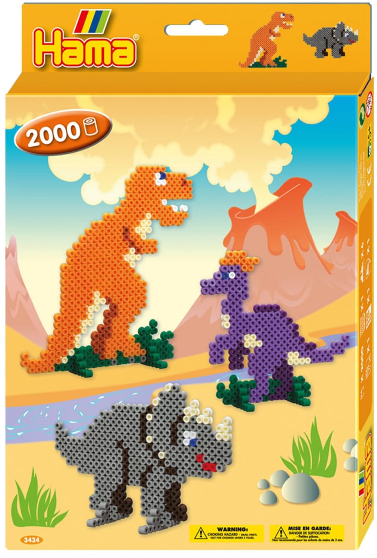 Hama Midi Perlesæt / Ophængsæske - Dino-world 2.000 perler