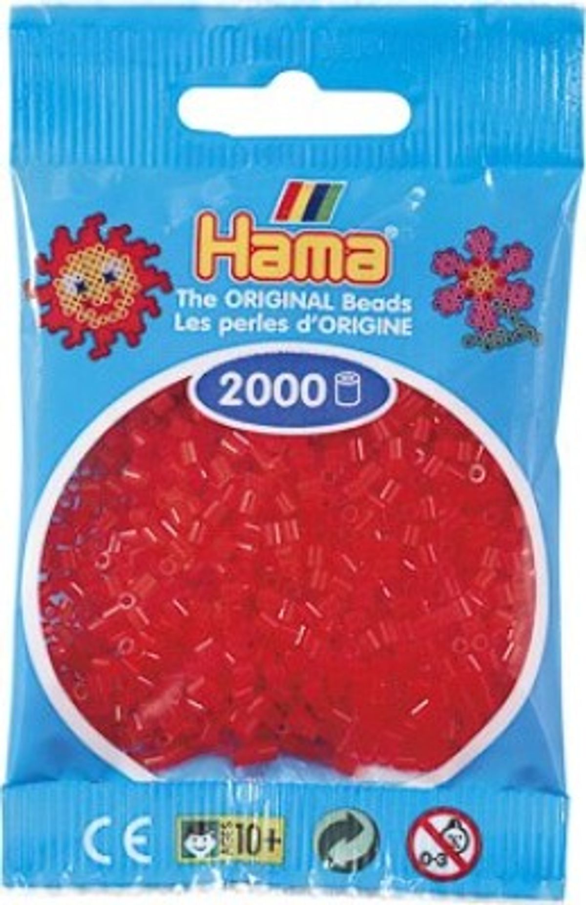 Hama Mini Perler - Transparent Rød - 2.000 Stk. - 501-13