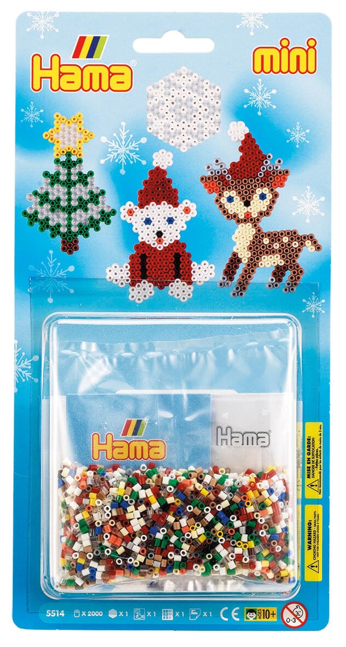 Hama Mini Perlesæt - Juleæske 2.000 Mini Perler + Sekskantet Perleplade