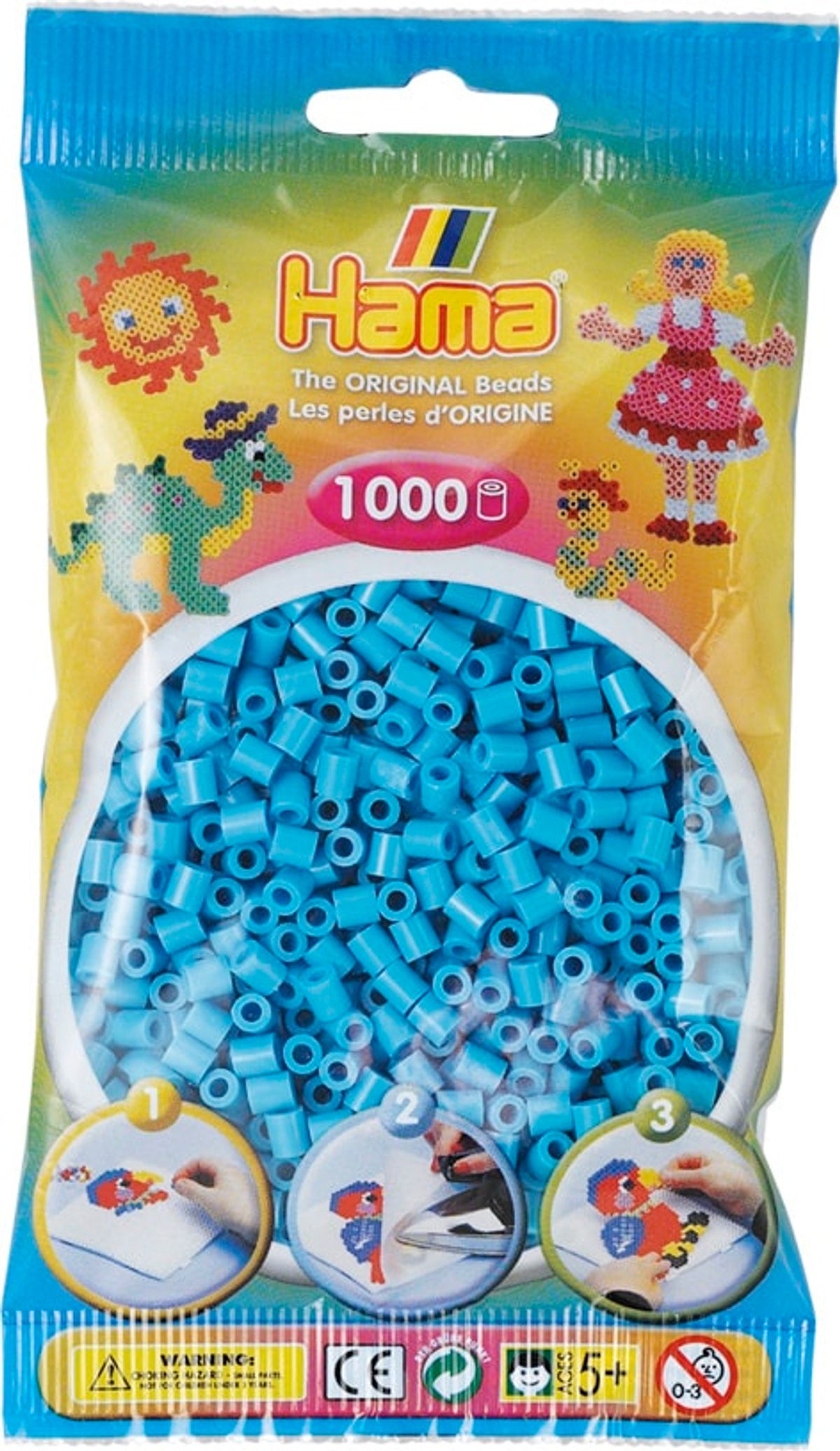 Hama Perler - 1000 stk azurblå - Midi (207-49)