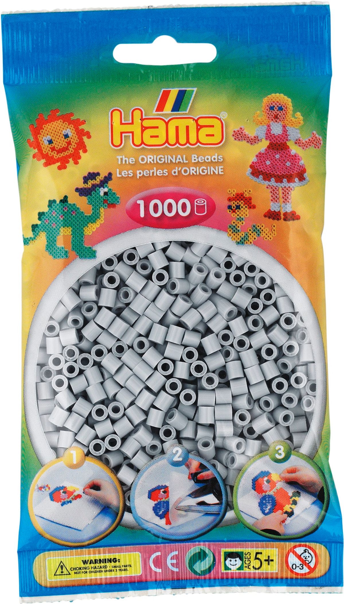 Hama Perler - 1000 stk lys grå - Midi (207-70)