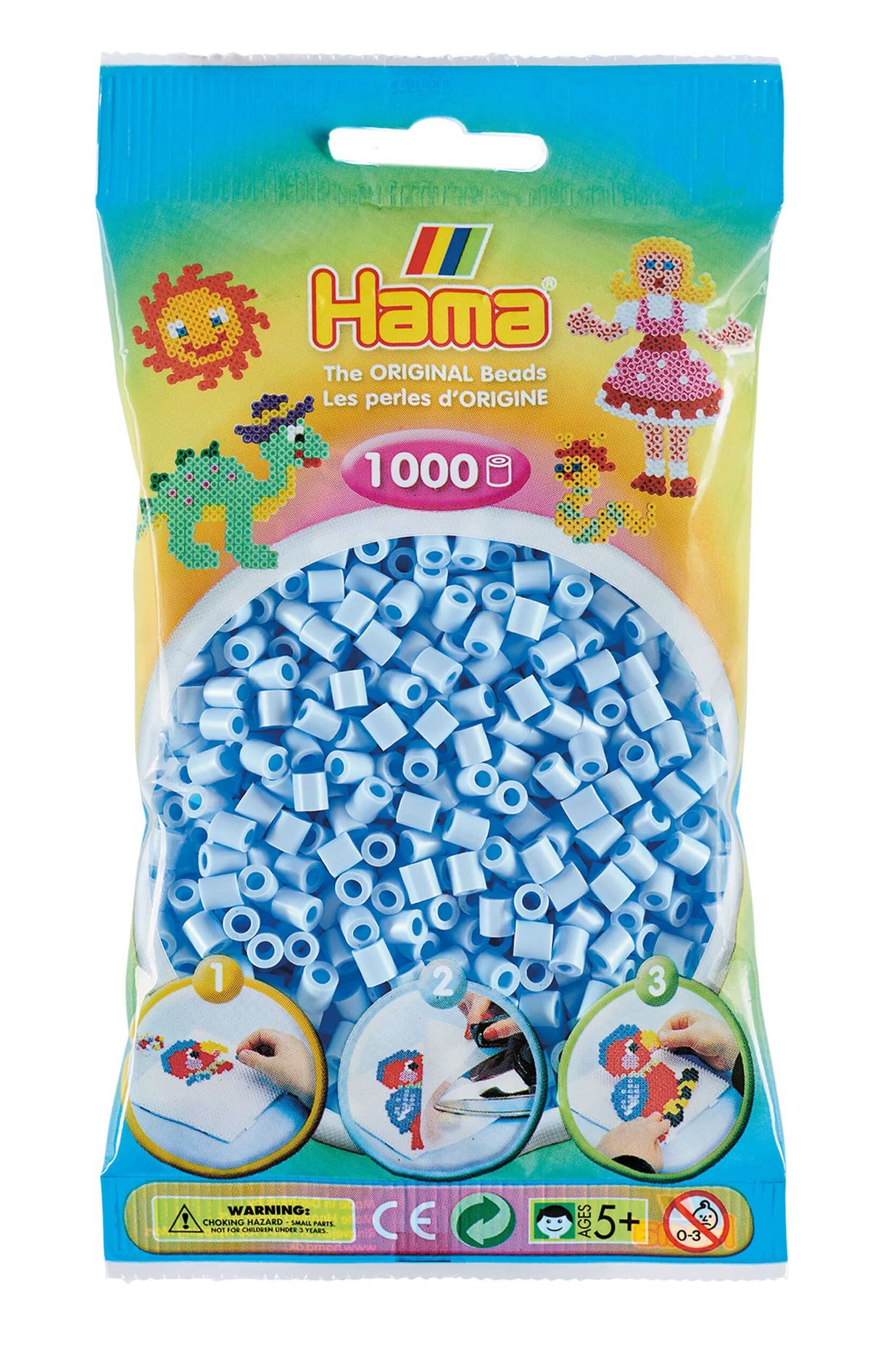 Hama perler - 1000 stk Pastel isblå - Midi (207-97)