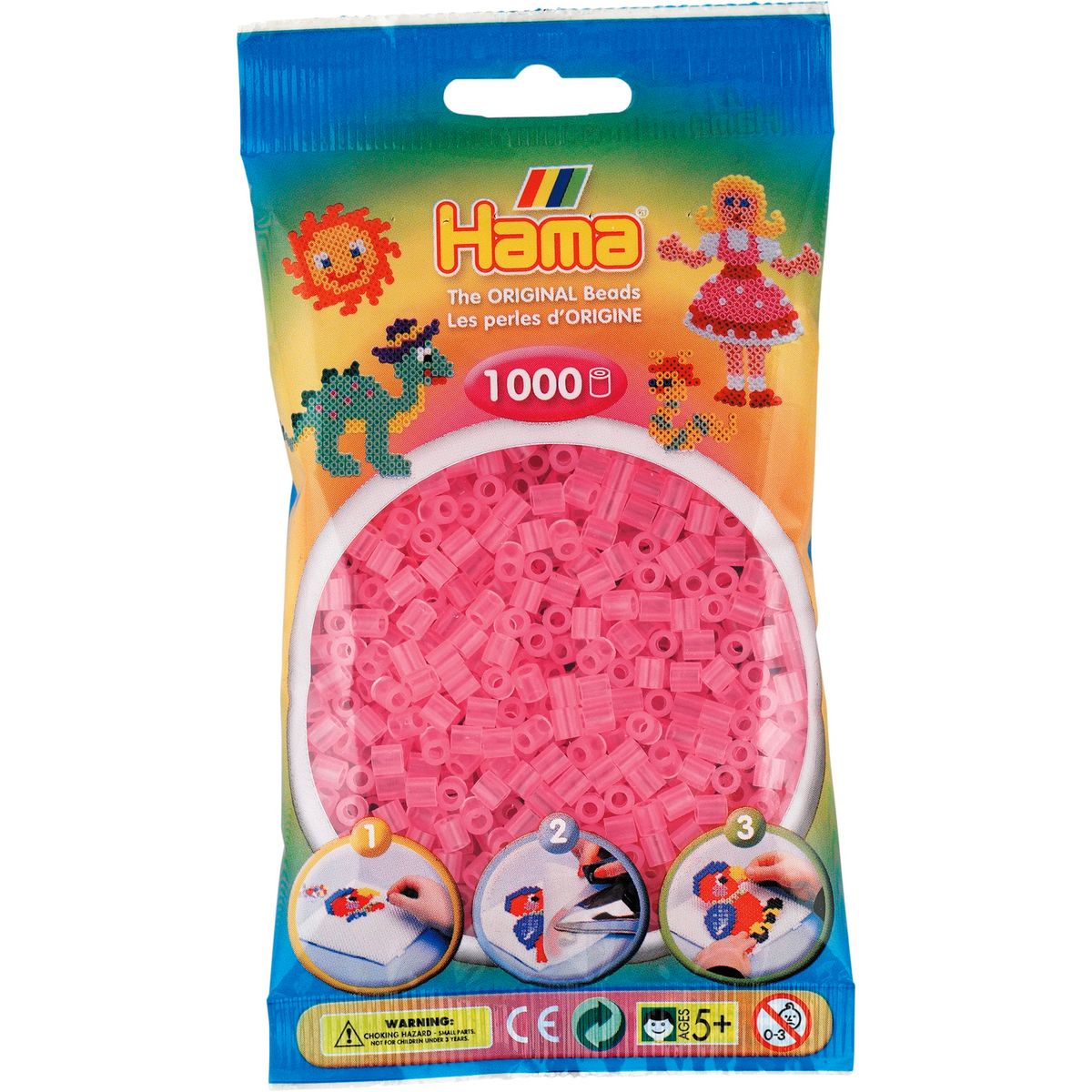 Hama Perler - 1000 stk Transparent Pink - Midi (207-72)