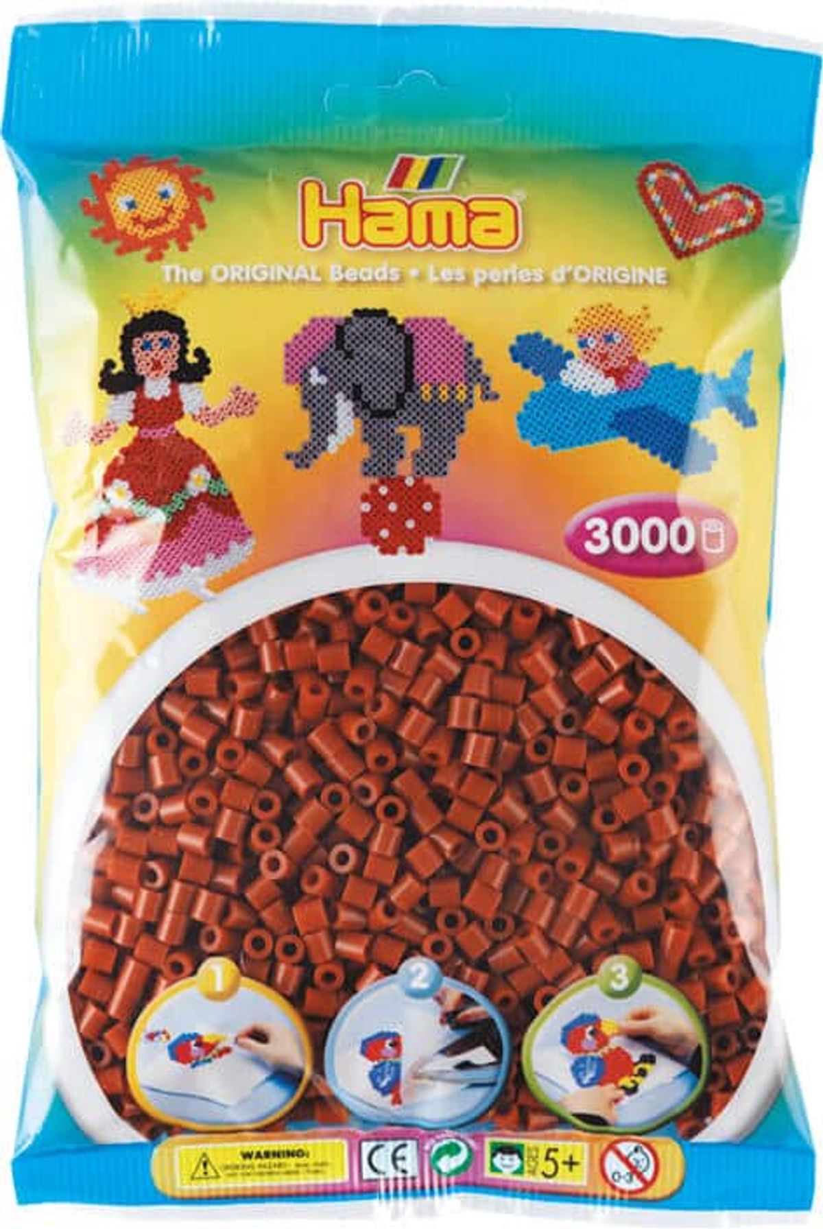 Hama Perler 3000 stk Mellem brun Midi (201-20)