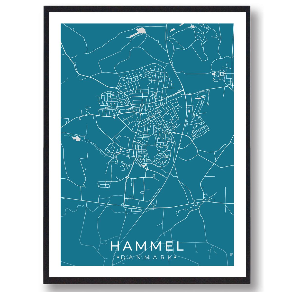 Hammel by plakat - blå (Størrelse: S - 21x29,7cm (A4))