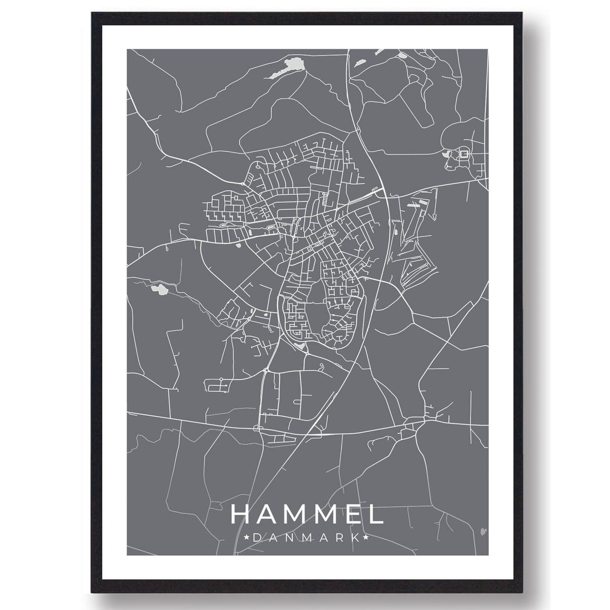 Hammel by plakat - grå (Størrelse: M - 30x40cm)