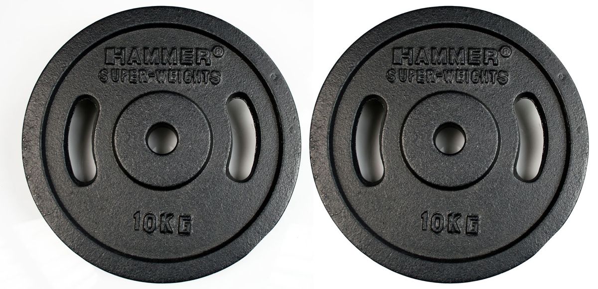 HAMMER Dumbbell Weight Discs 2 x 10 kg, Iron (Ø 30 mm)