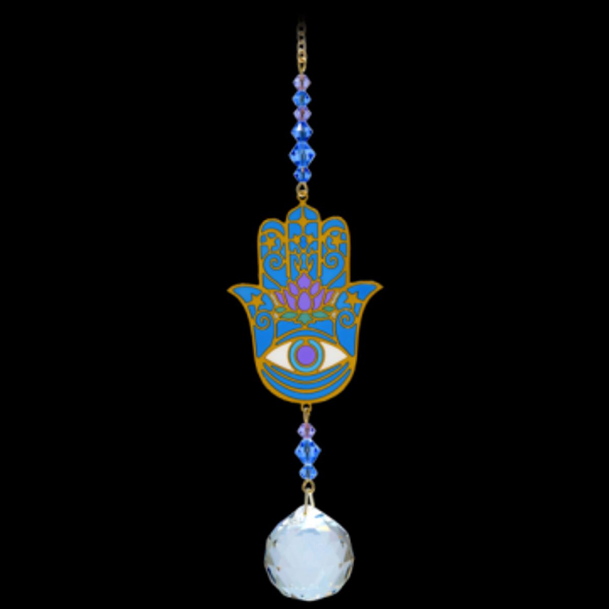 Hamsa ophæng krystal guld - Swarovski krystaller Gold - GodKarmaShop