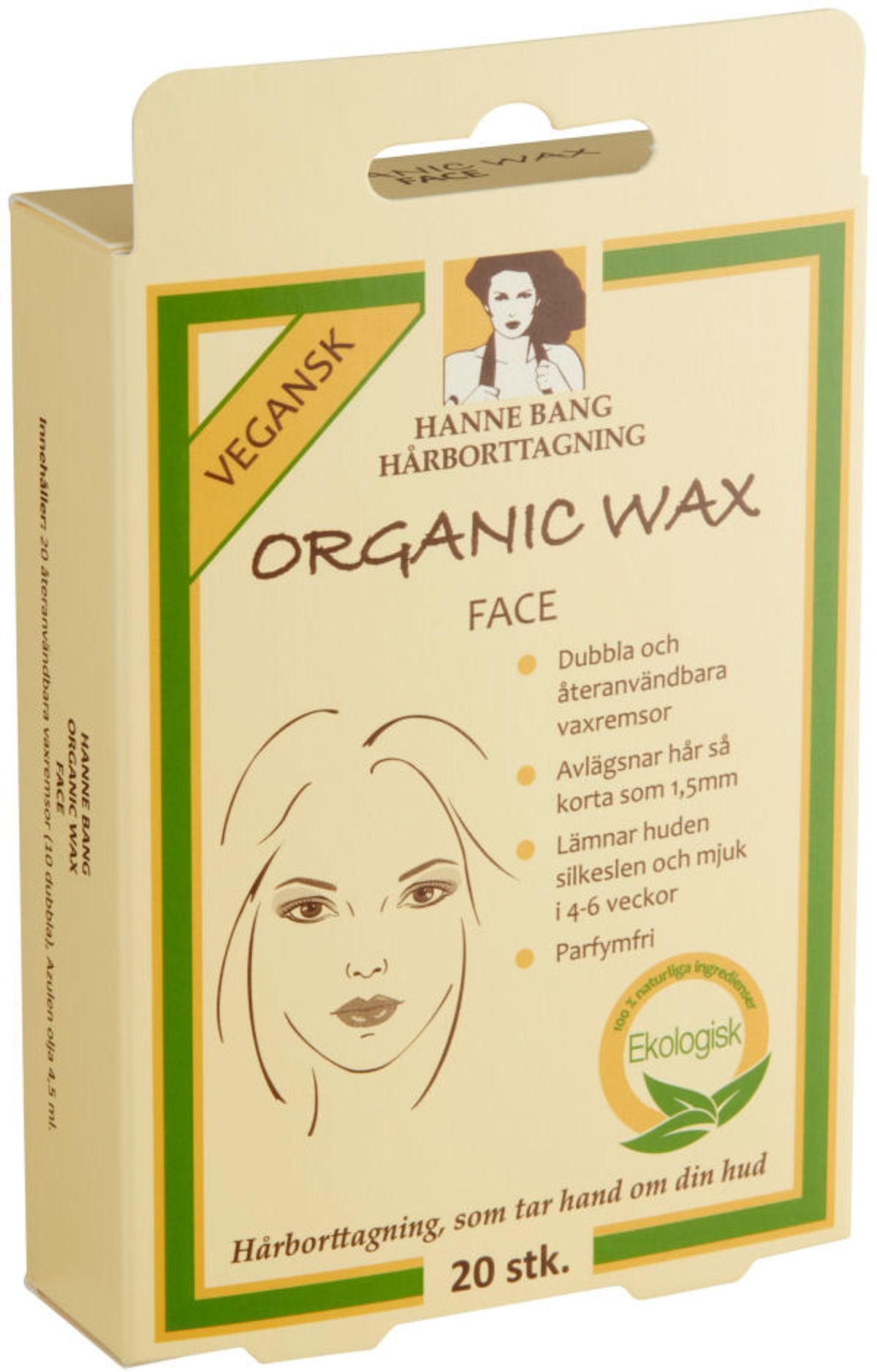 Hanne bang hårfjerning organic wax face 20 stk.