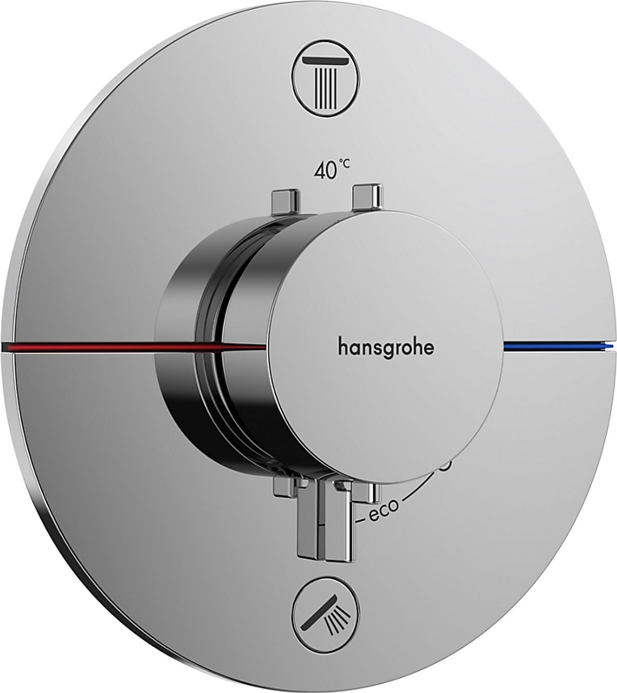 hansgrohe ShowerSelect Comfort S termostat til indbygning med afspærring til 2 udtag. Krom