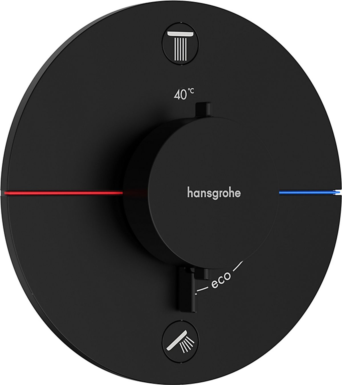 hansgrohe ShowerSelect Comfort S termostat til indbygning med afspærring til 2 udtag. Mat sort